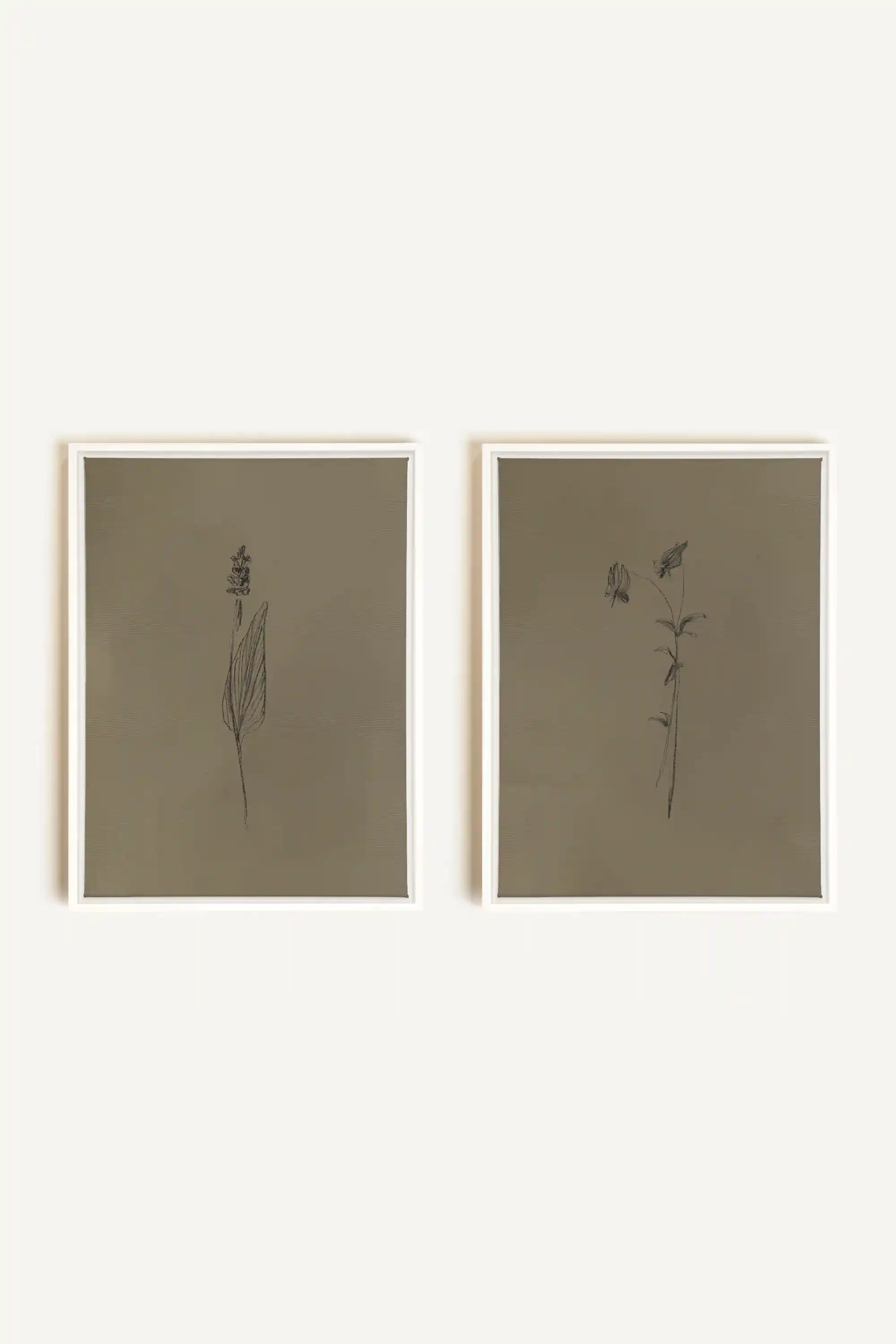 DUO ESPRIT SAUVAGE, 2 Oeuvres sur toile étirée, encadré Blanc