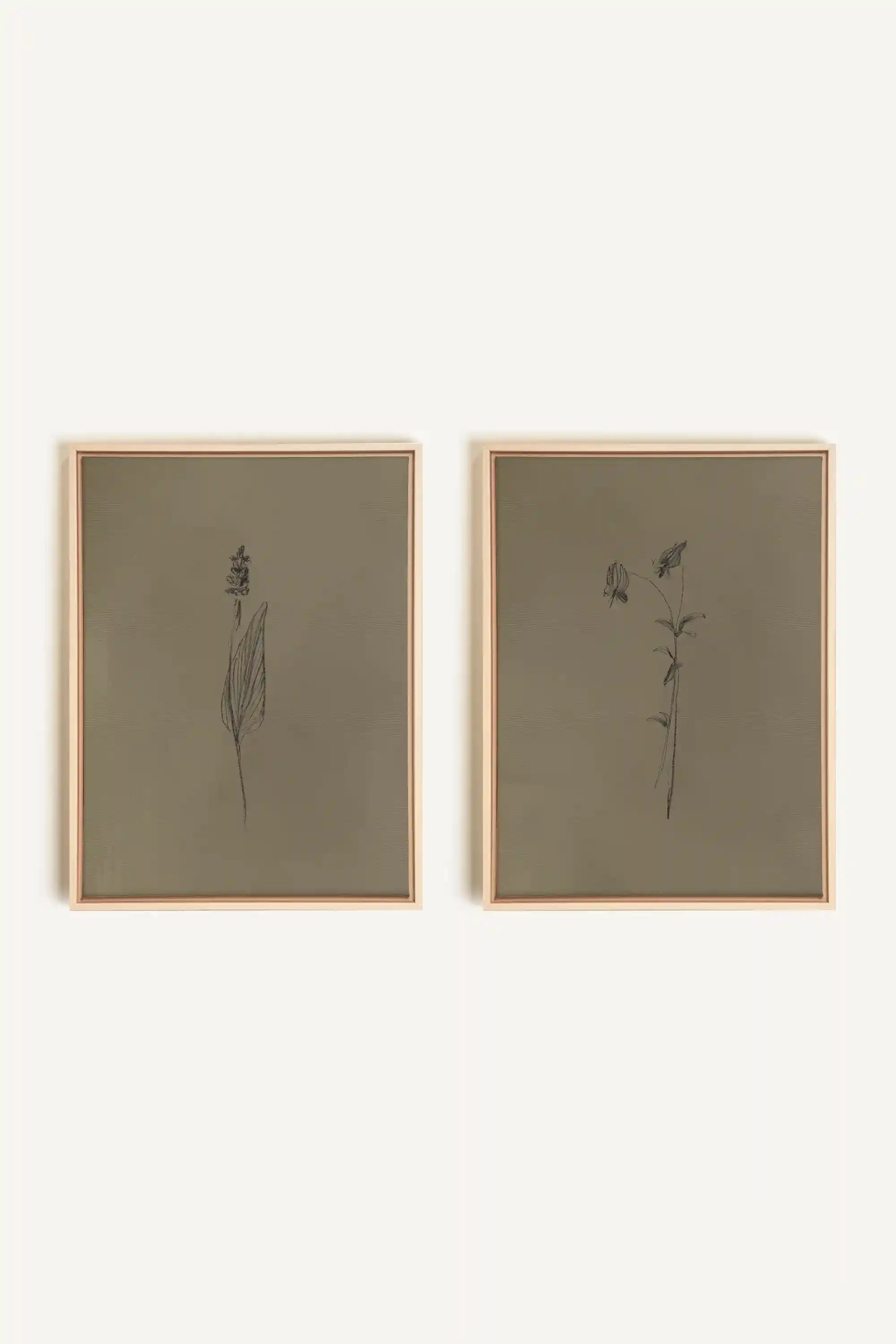 DUO ESPRIT SAUVAGE, 2 Oeuvres sur toile étirée, encadré Naturel Clair