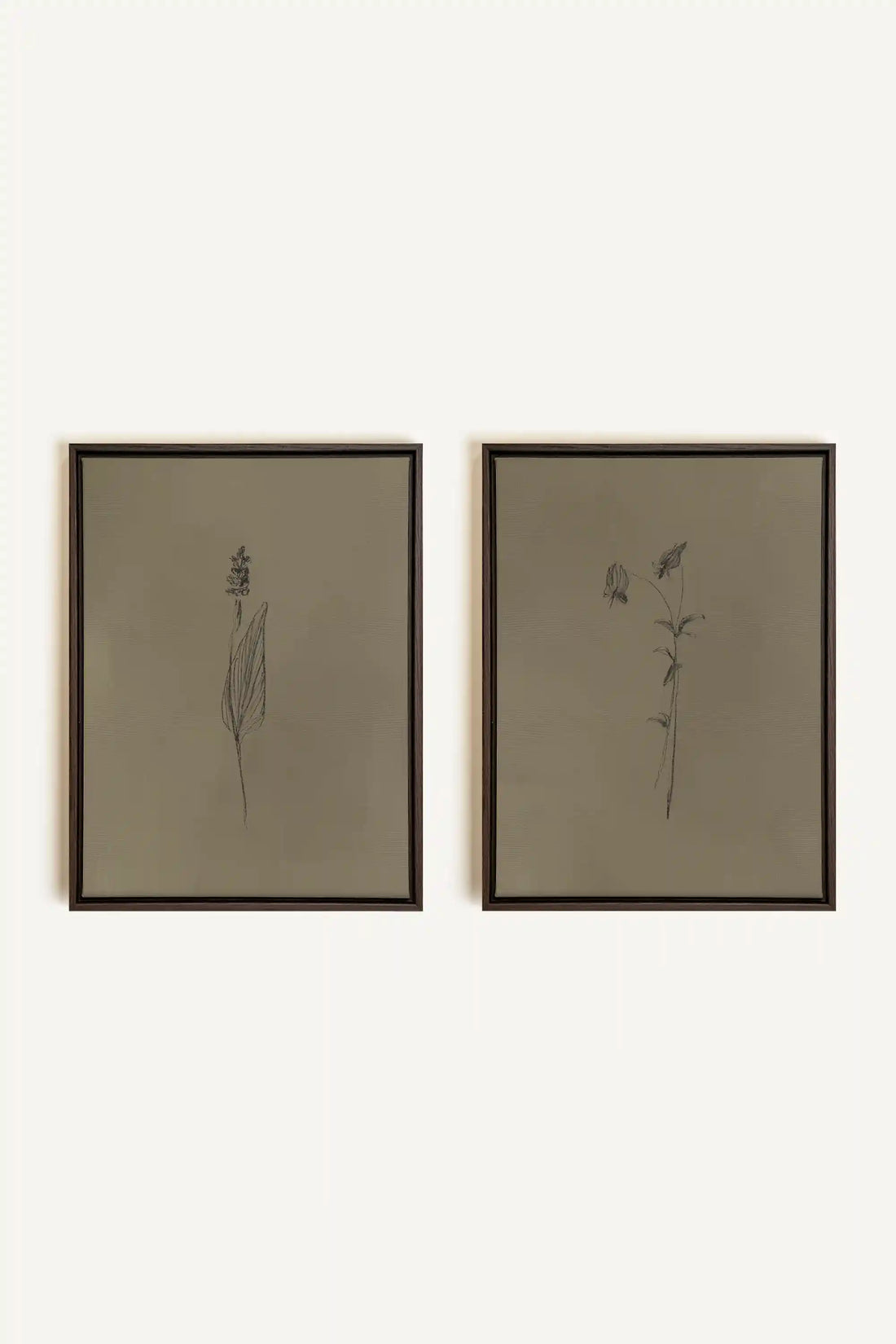 DUO ESPRIT SAUVAGE, 2 Works on stretched canvas, framed in Walnut Brown