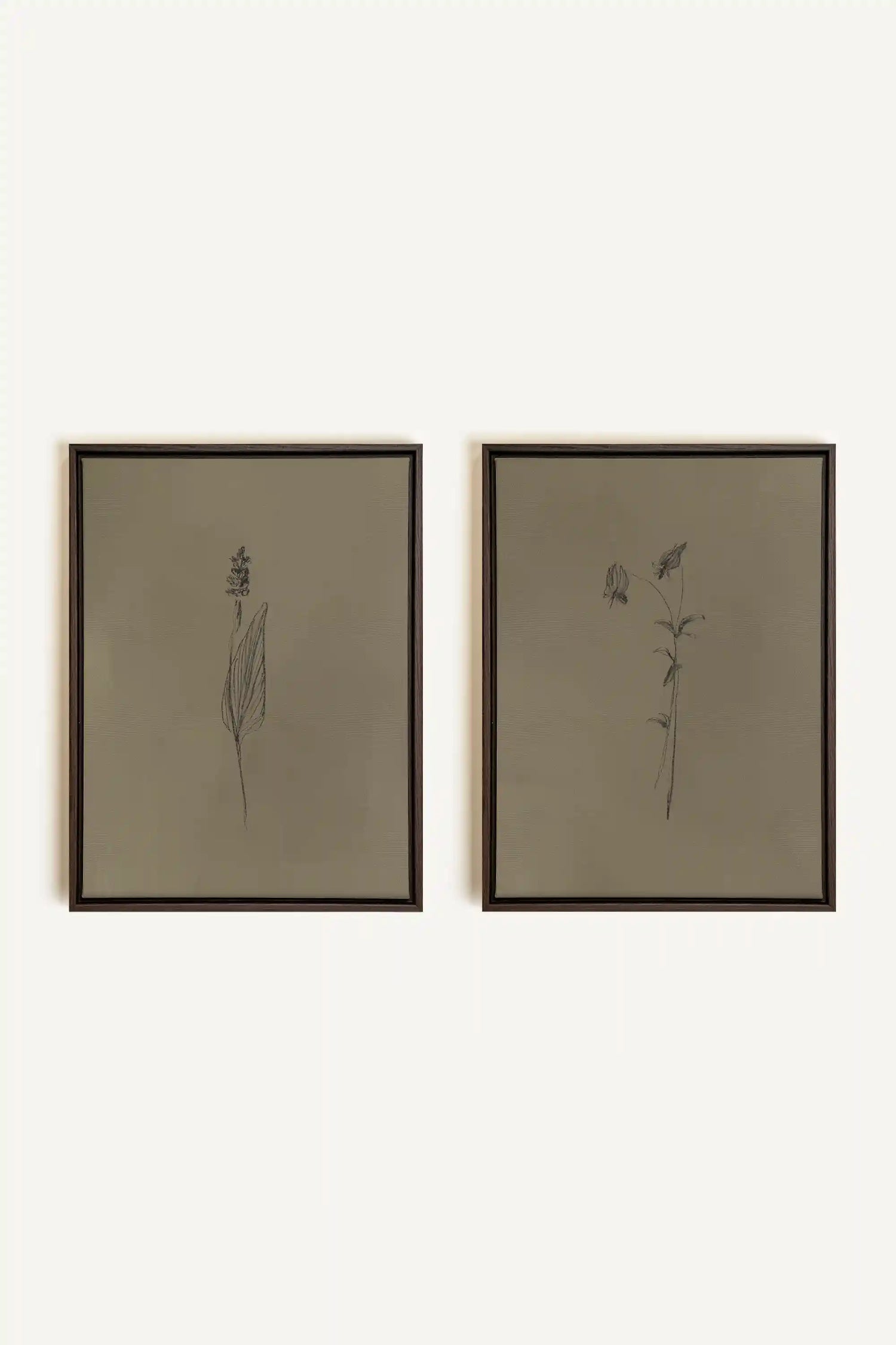DUO ESPRIT SAUVAGE, 2 Works on stretched canvas, framed in Walnut Brown