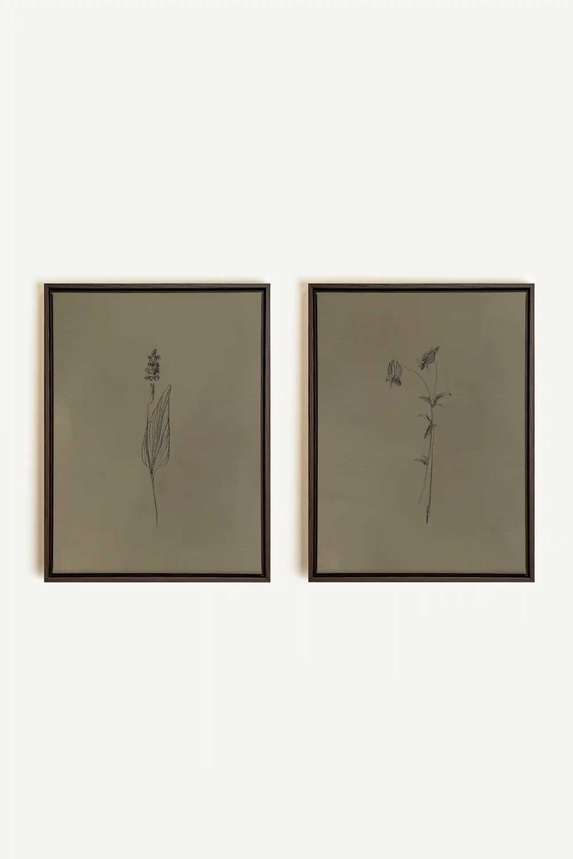 DUO ESPRIT SAUVAGE, 2 Works on stretched canvas, framed in Walnut Brown