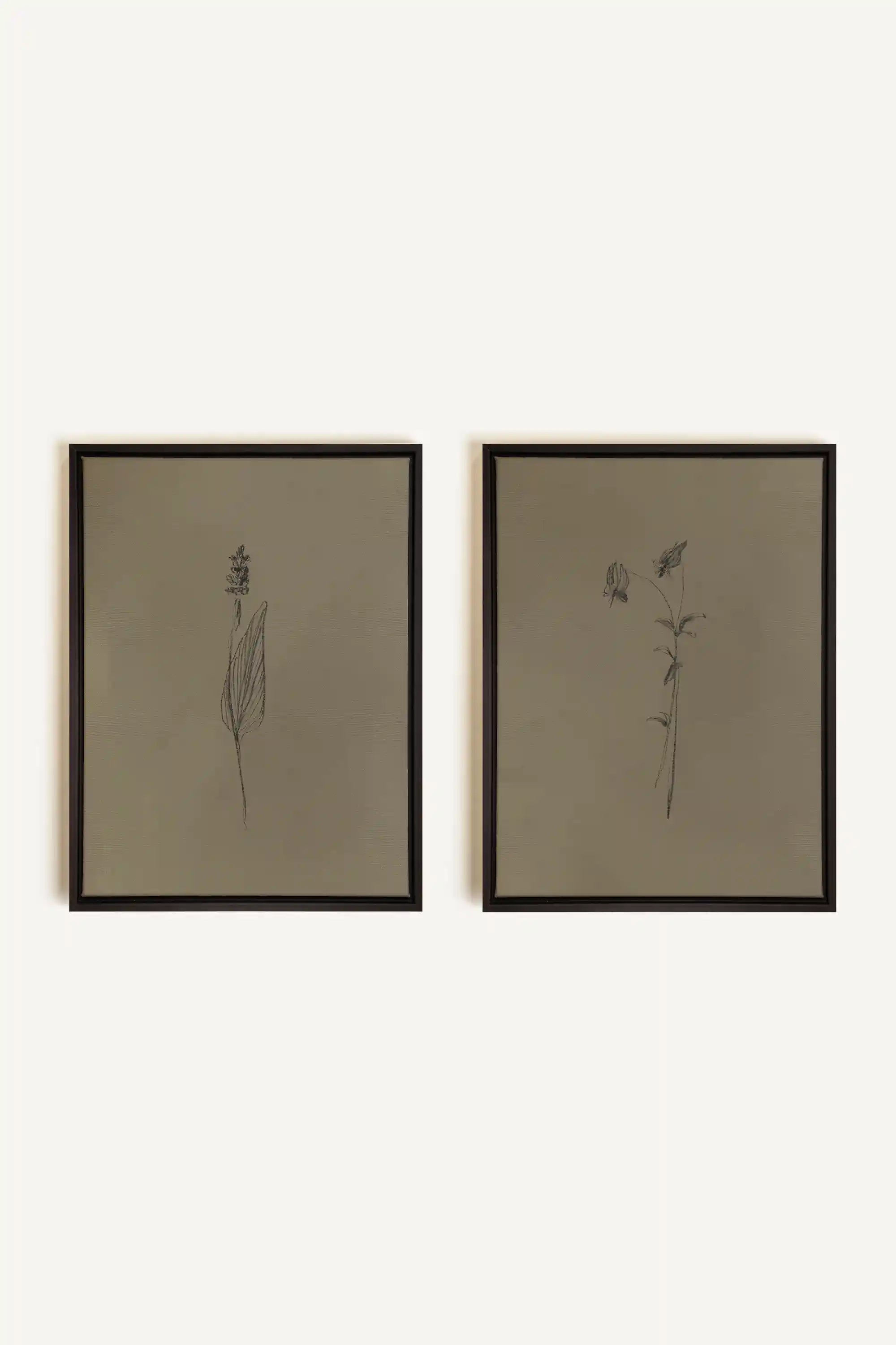 DUO ESPRIT SAUVAGE, 2 Oeuvres sur toile étirée, encadré Noir