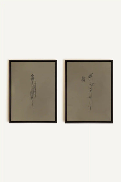 DUO ESPRIT SAUVAGE, 2 Oeuvres sur toile étirée, encadré Noir