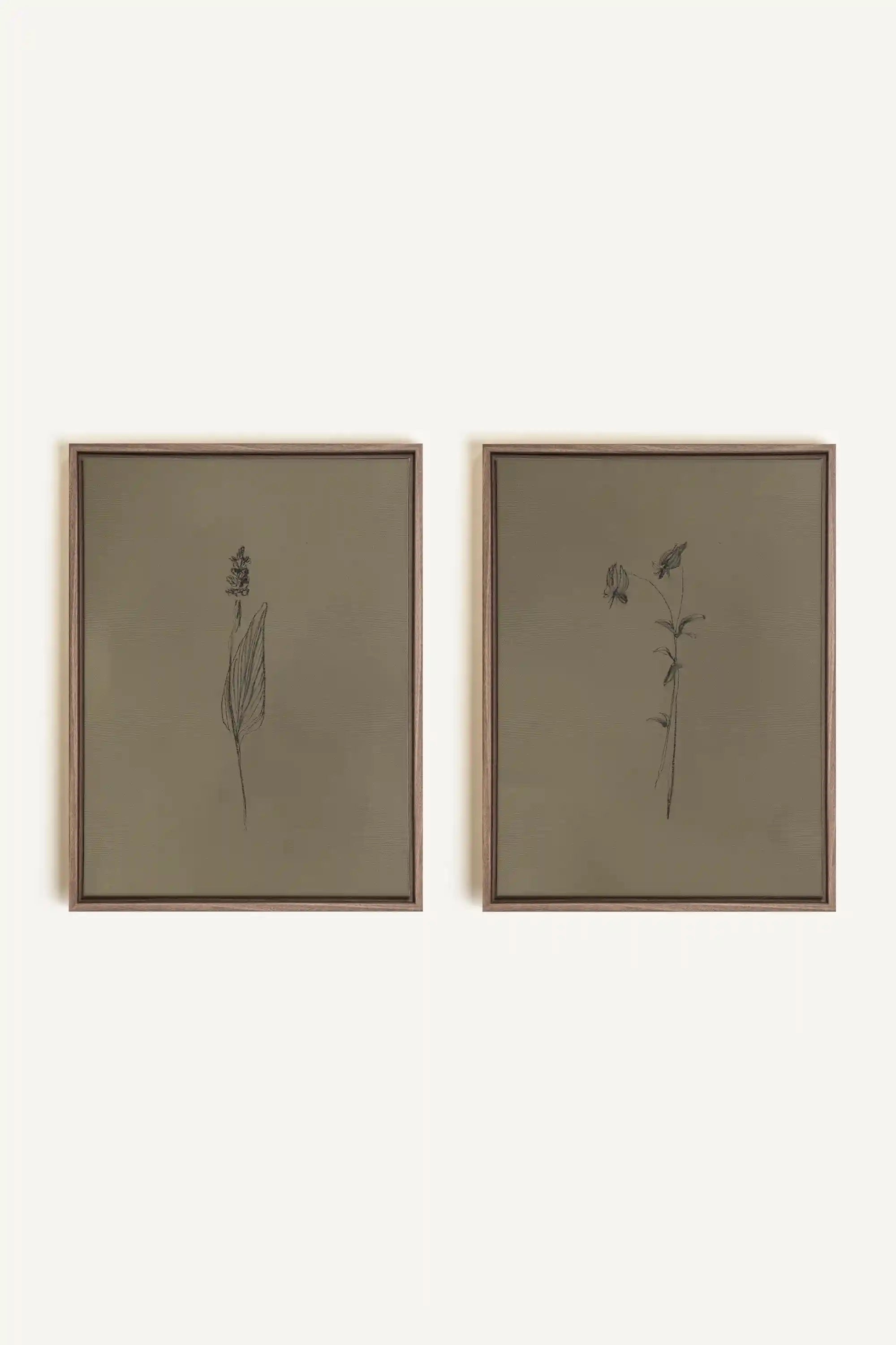 DUO ESPRIT SAUVAGE, 2 Works on stretched canvas, framed Oak Brown