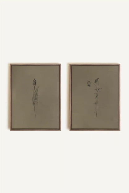 DUO ESPRIT SAUVAGE, 2 Works on stretched canvas, framed Oak Brown