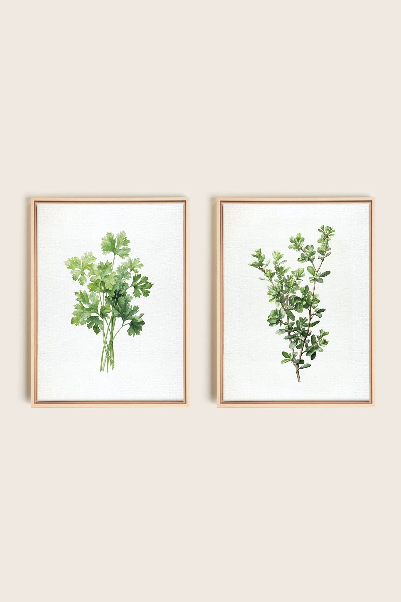 DUO FINES HERBES, 2 Artworks on stretched canvas, framed Natural Light