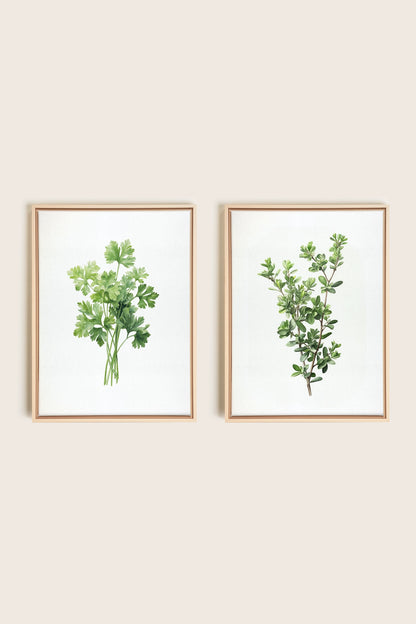 DUO FINES HERBES, 2 Artworks on stretched canvas, framed Natural Light