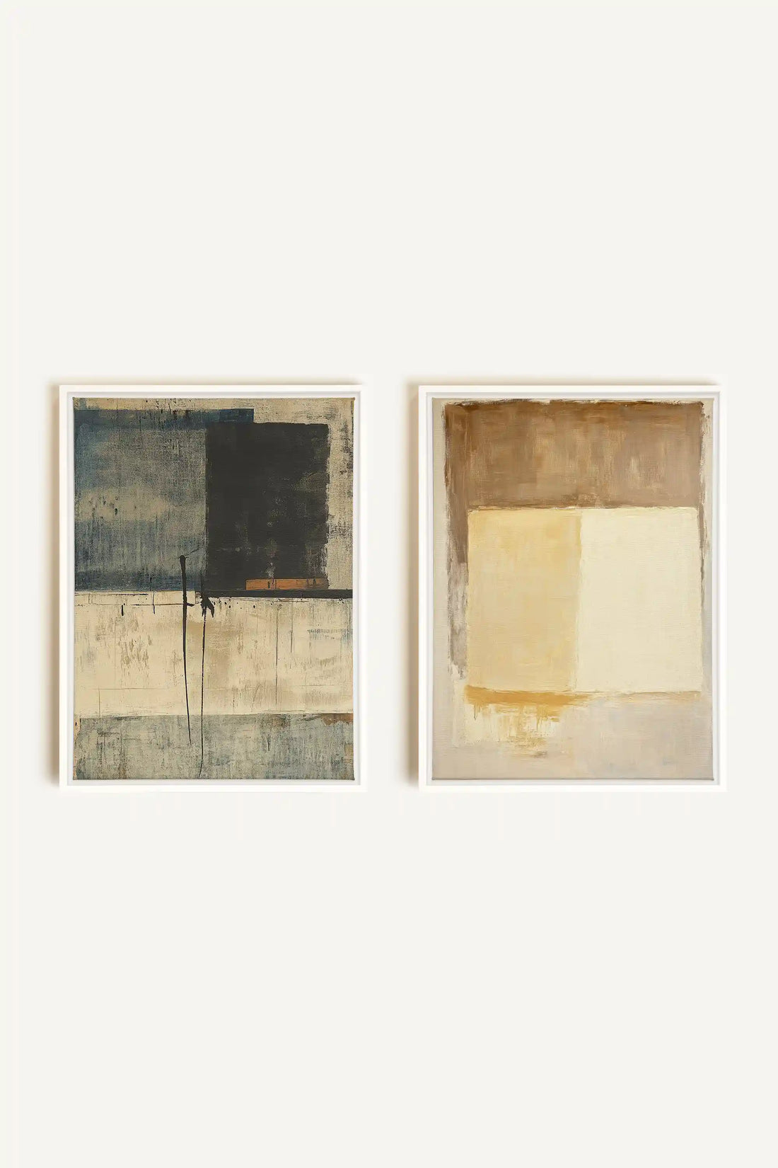DUO HARMONIE ANCIENNE, 2 Works on stretched canvas, framed in White