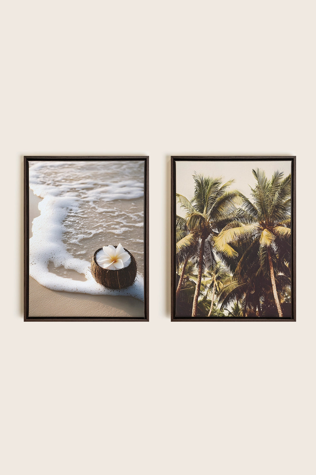 DUO SABLE &amp; COCO, 2 Works on stretched canvas, framed in Walnut Brown