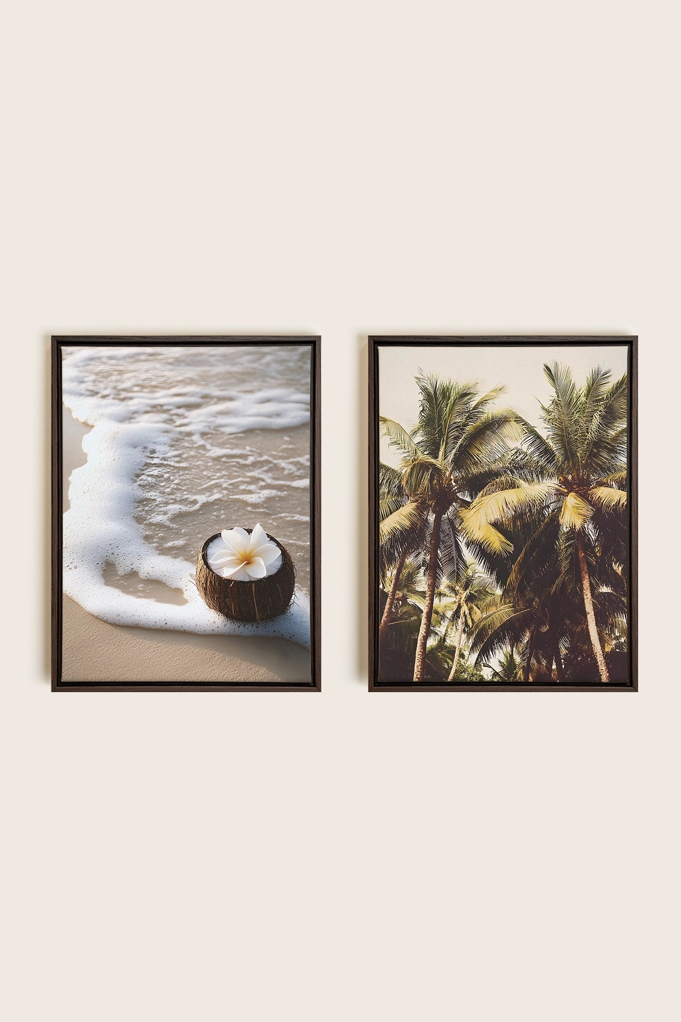 DUO SABLE &amp; COCO, 2 Works on stretched canvas, framed in Walnut Brown