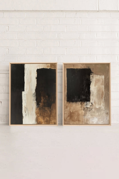 OLEKA CANVAS - DUO INK METAPHOR, 2 Oeuvres sur toile étirée, encadré Naturel Clair