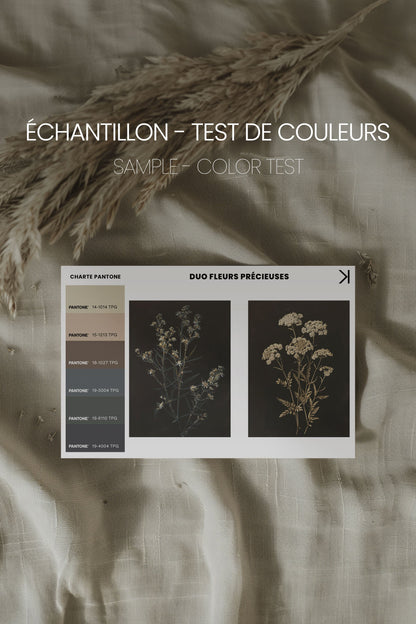 OLEKA CANVAS - DUO FLEURS PRÉCIEUSES, 2 Oeuvres sur toile étirée, encadré Brun Chêne