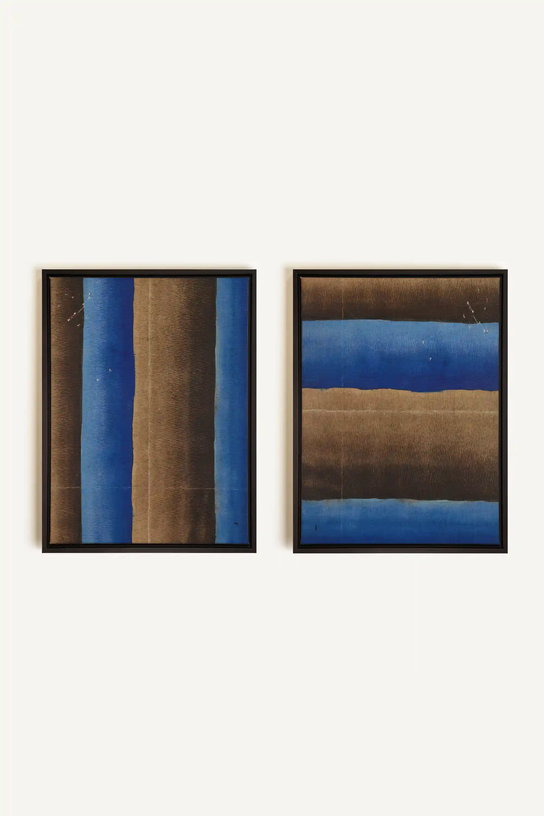 TERRE ET MARÉE, 2 Oeuvres sur toile étirée, encadré Noir