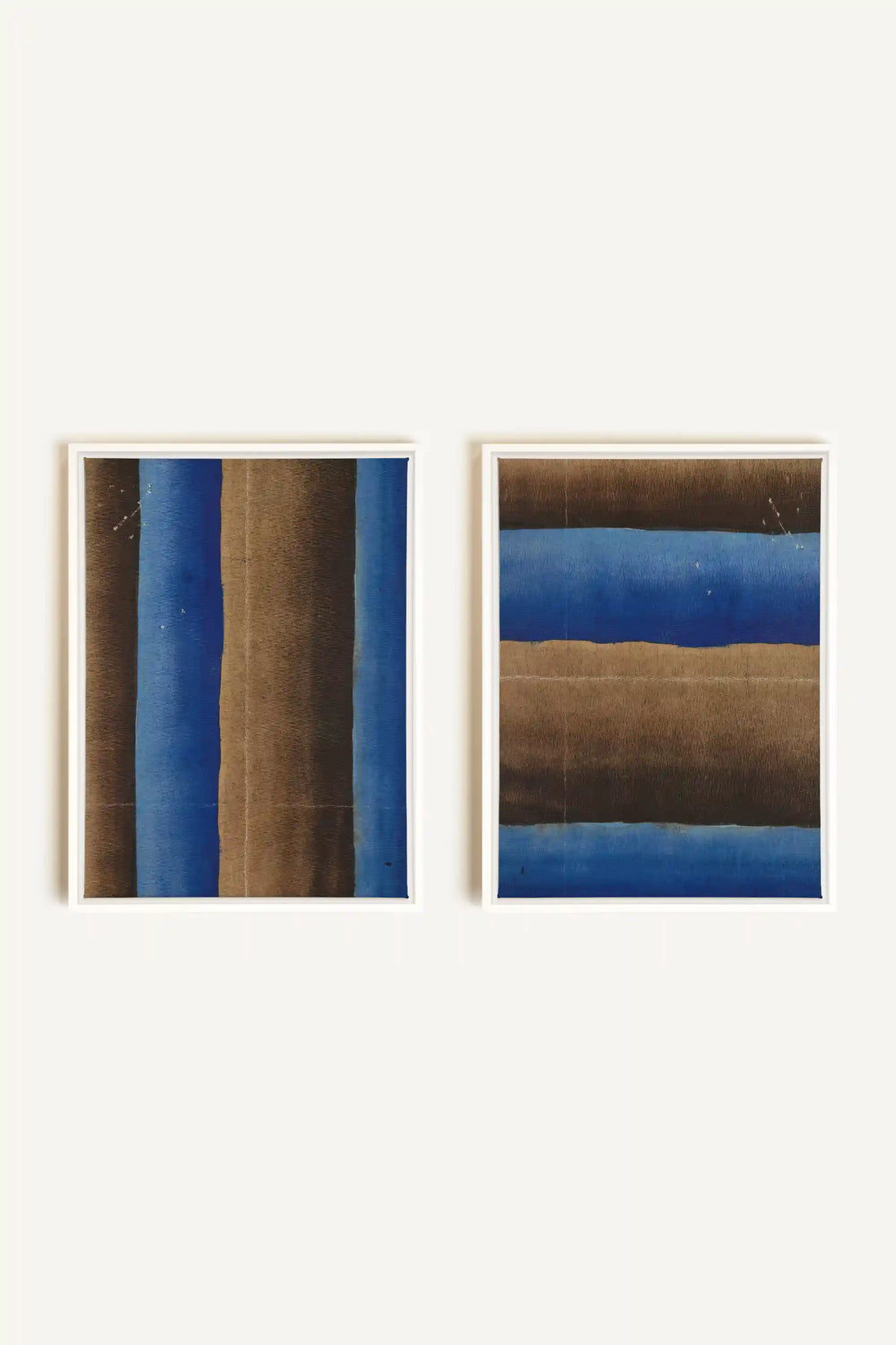 TERRE ET MARÉE, 2 Oeuvres sur toile étirée, encadré Blanc