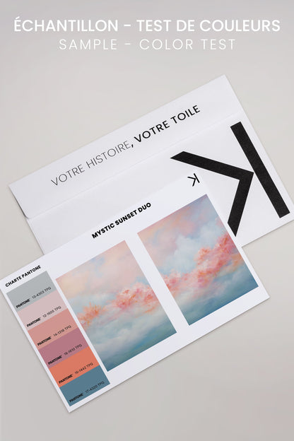 OLEKA CANVAS - MYSTIC SUNSET DUO, 2 Oeuvres sur toile étirée, encadré Brun Chêne