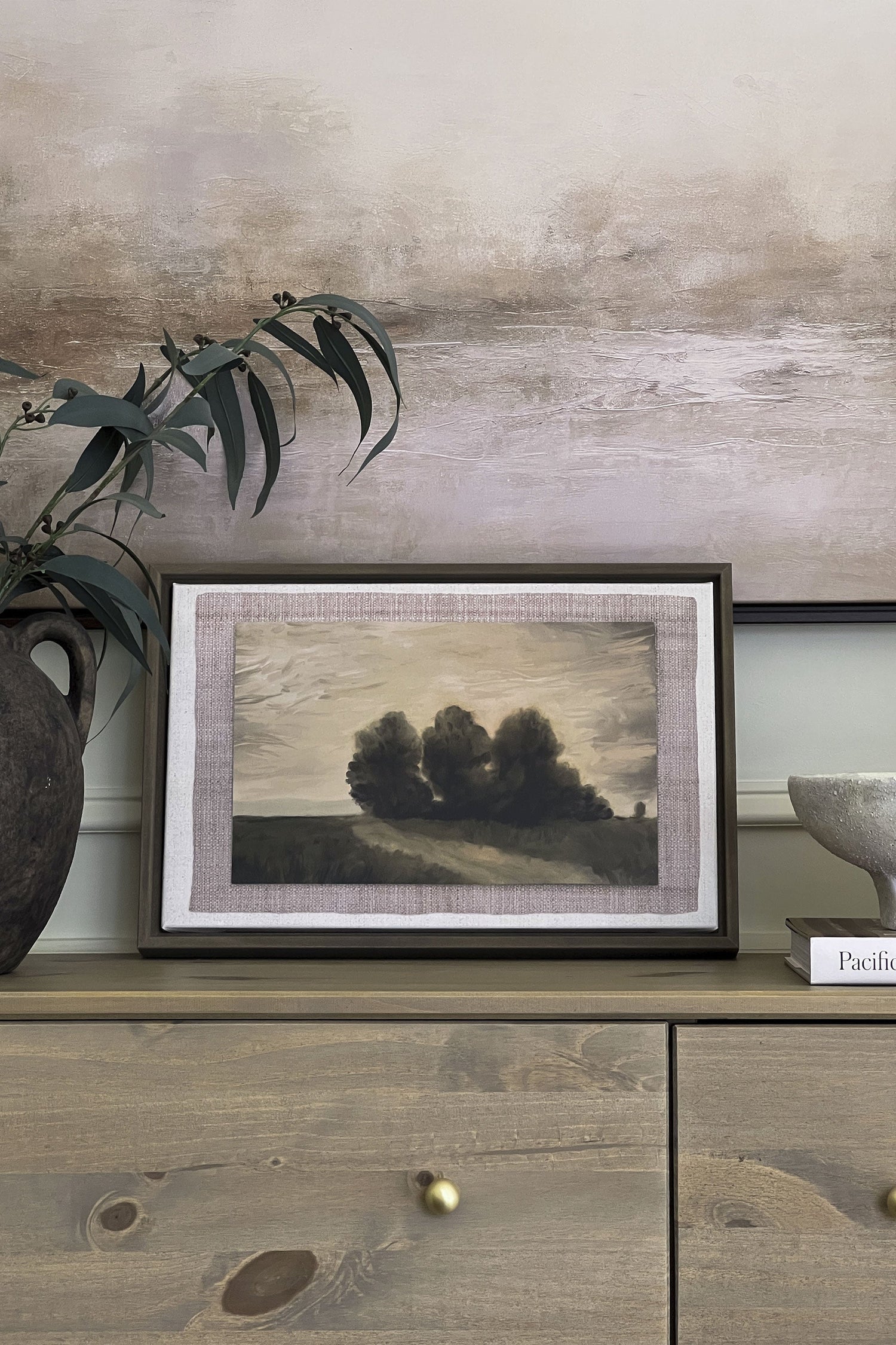 OLEKA CANVAS - VALLEY LANDSCAPE, Oeuvre sur toile étirée, encadré Brun Chêne