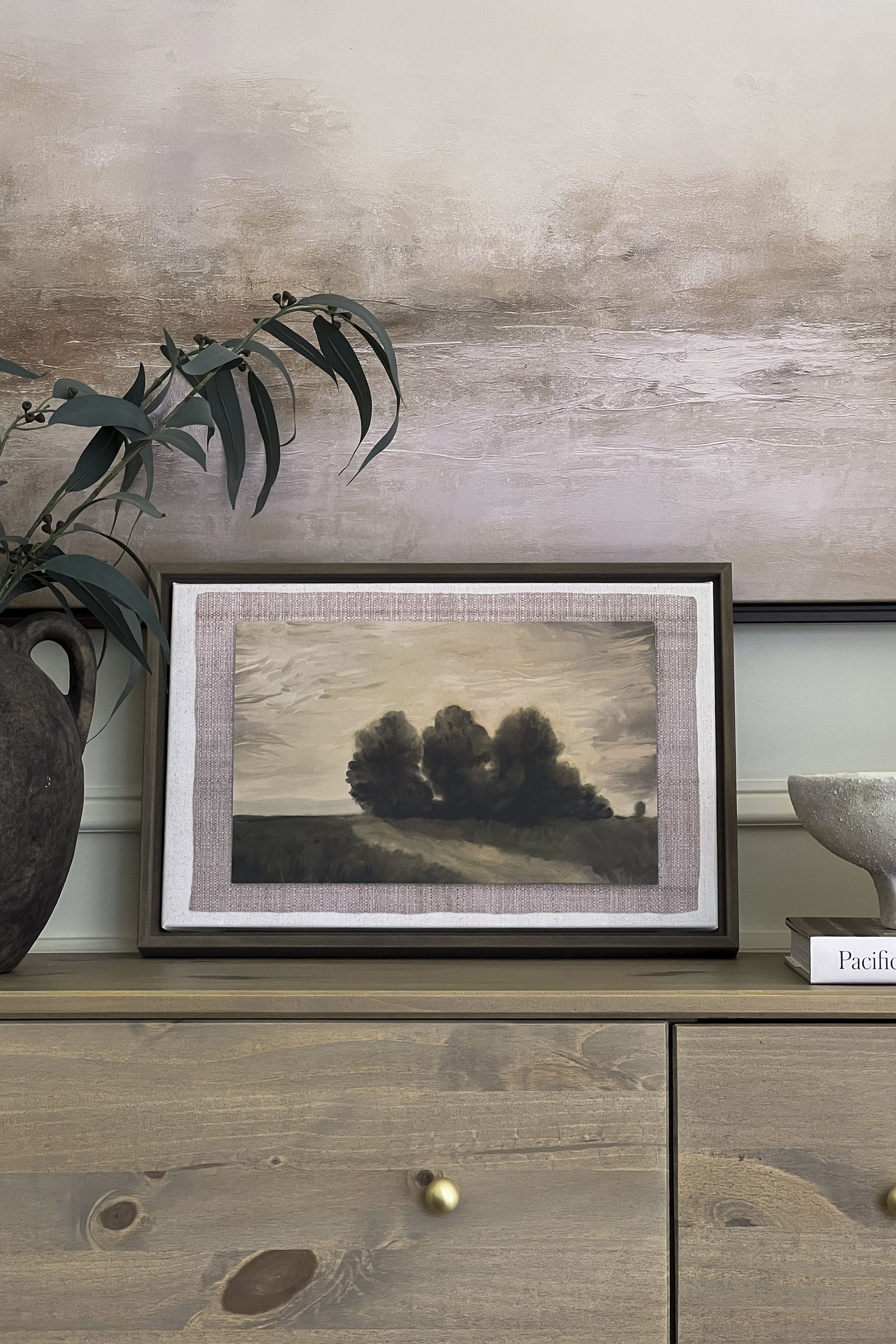 OLEKA CANVAS - VALLEY LANDSCAPE, Oeuvre sur toile étirée, encadré Brun Chêne