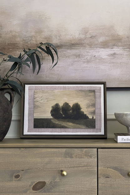 OLEKA CANVAS - VALLEY LANDSCAPE, Oeuvre sur toile étirée, encadré Brun Chêne