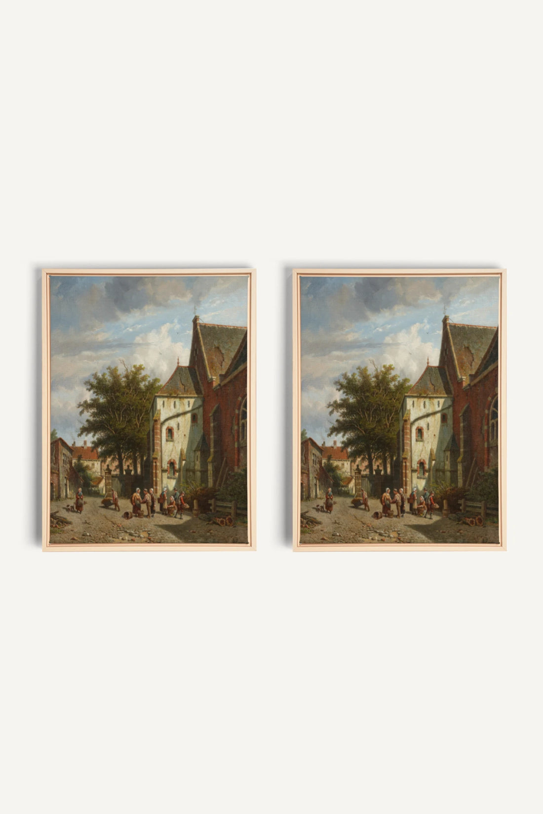 DREAM OF HOUSES DUO, 2 Works on stretched canvas, framed Naturel Clair