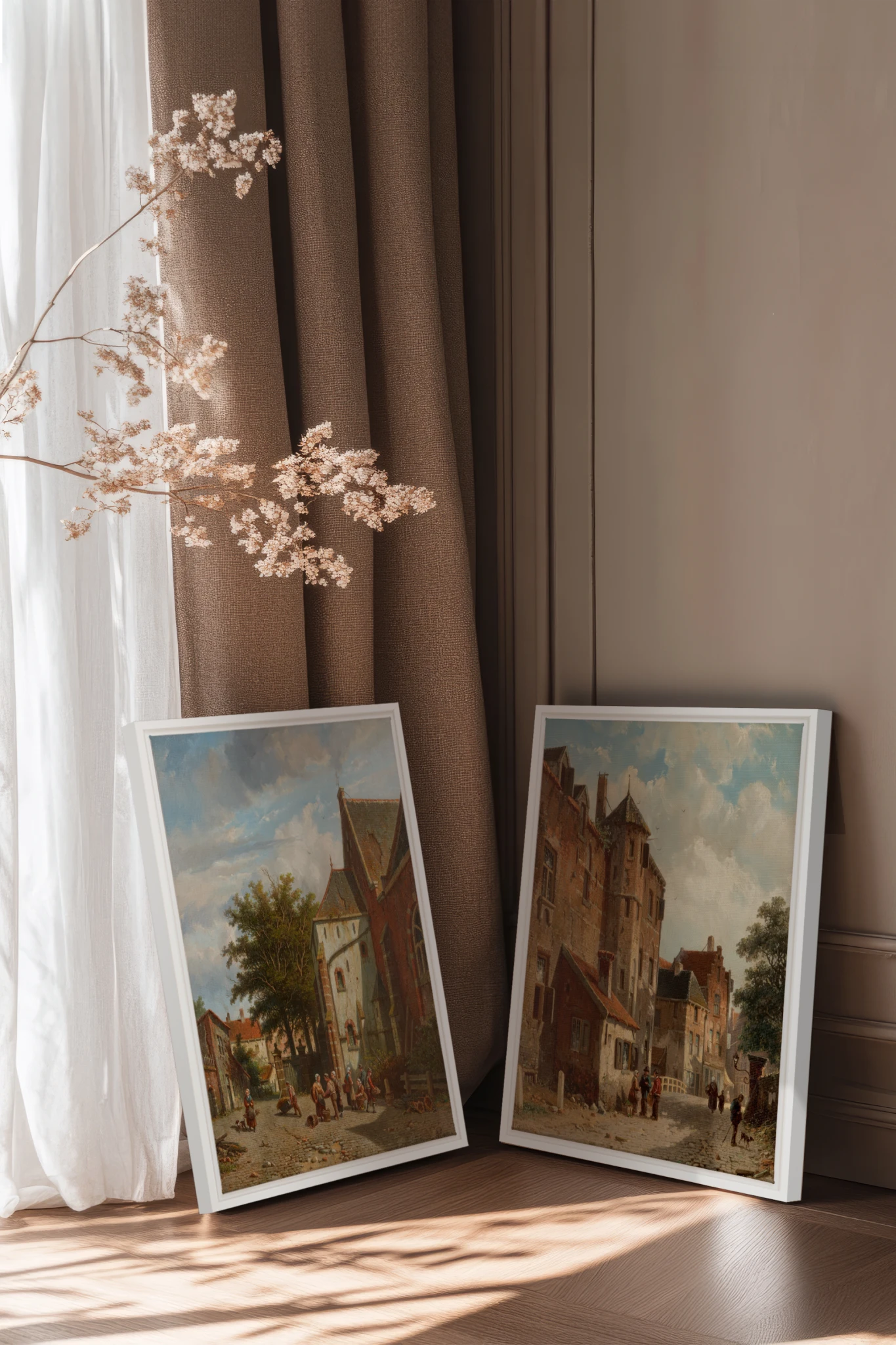 DUO LE VIEUX QUARTIER, 2 Works on stretched canvas, framed White