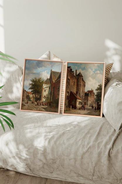 DREAM OF HOUSES DUO, 2 Works on stretched canvas, framed Naturel Clair