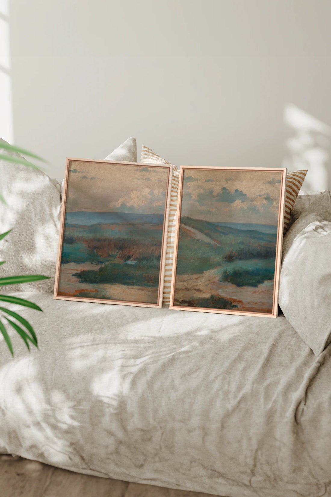 TIMELESS GARDEN DUO, 2 Works on stretched canvas, framed Naturel Clair