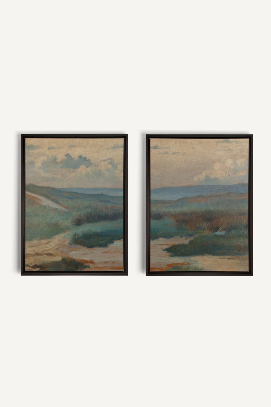 DUO RIVES DE SABLE, 2 Oeuvres sur toile étirée, encadré Noir