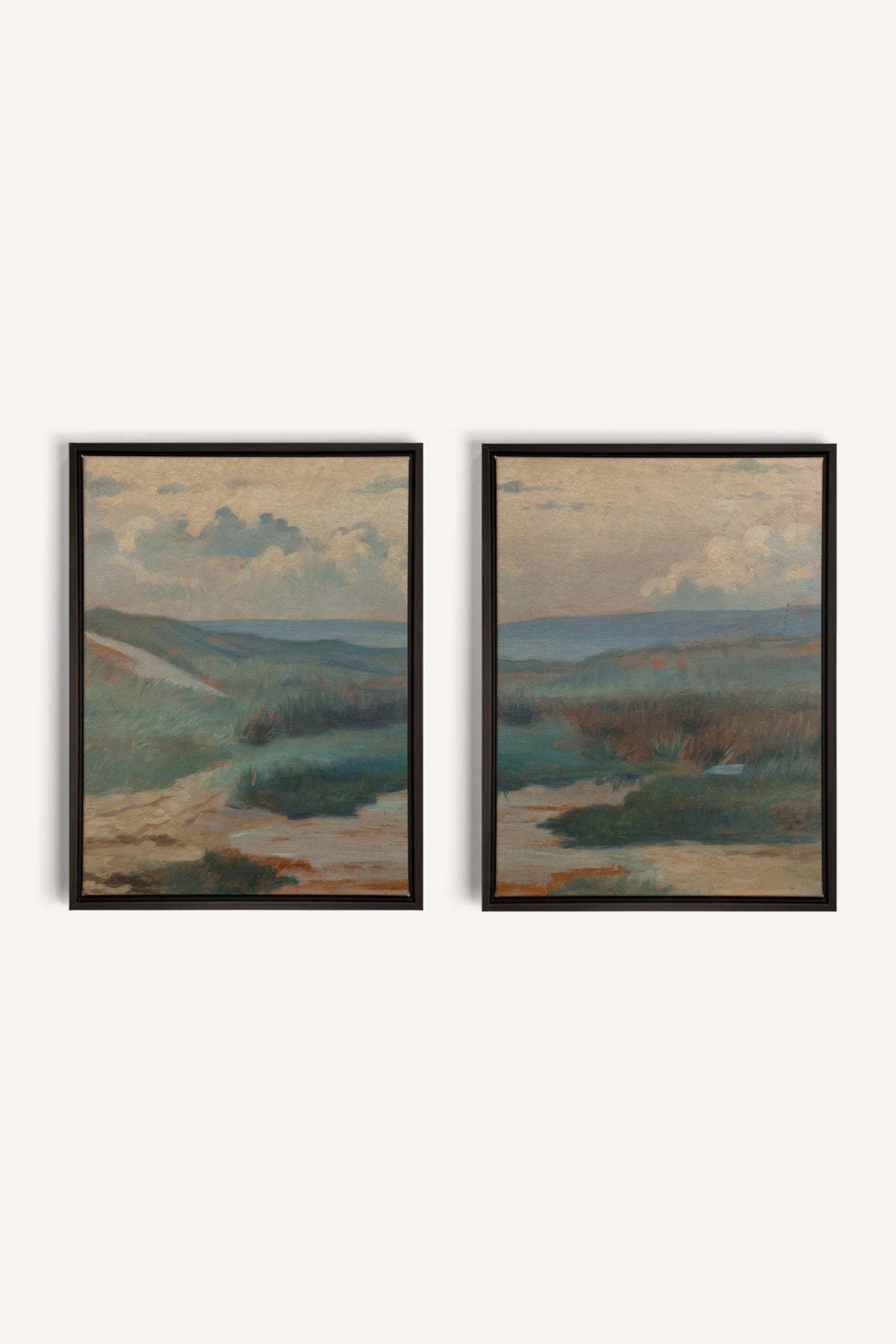 DUO RIVES DE SABLE, 2 Oeuvres sur toile étirée, encadré Noir