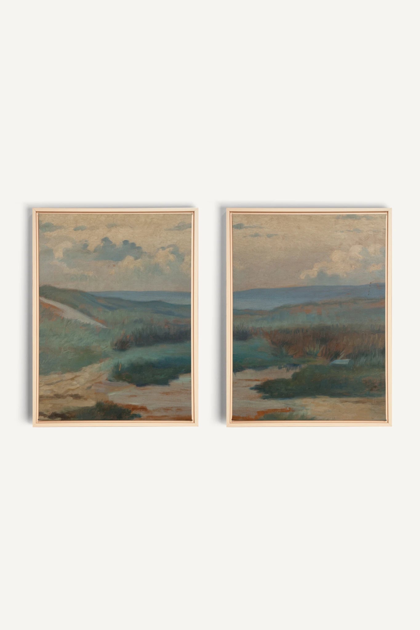 TIMELESS GARDEN DUO, 2 Works on stretched canvas, framed Naturel Clair
