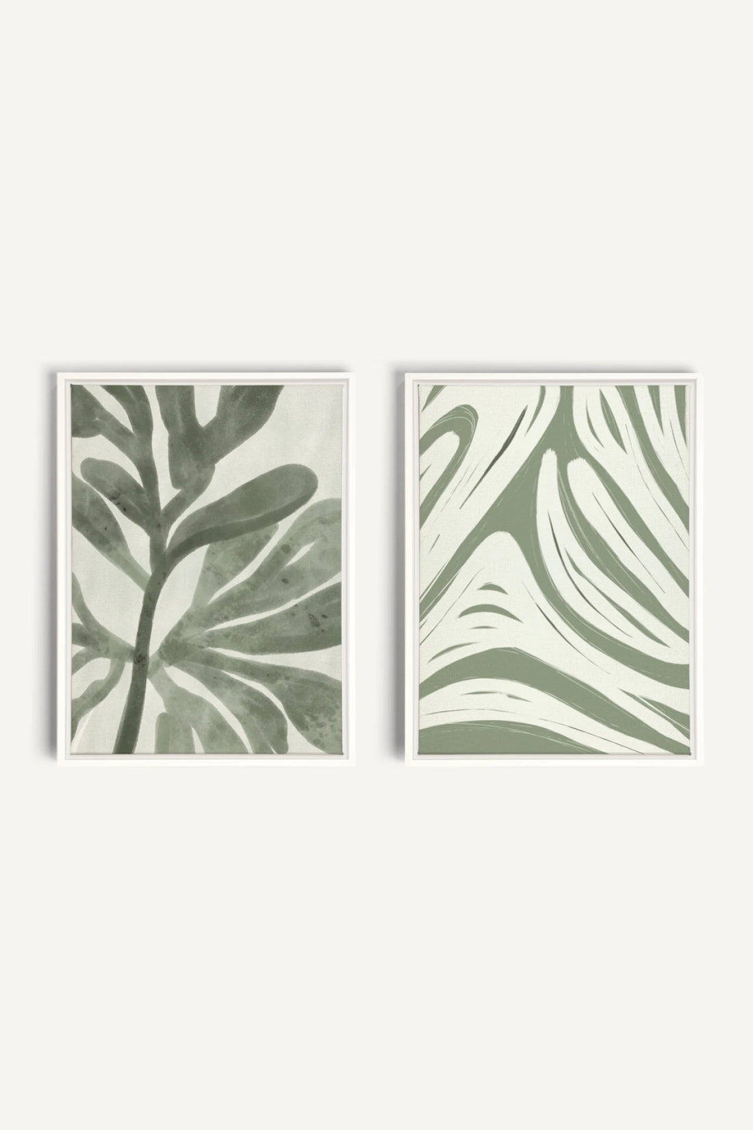 DUO SAUGE DOUCE, 2 Works on stretched canvas, framed White