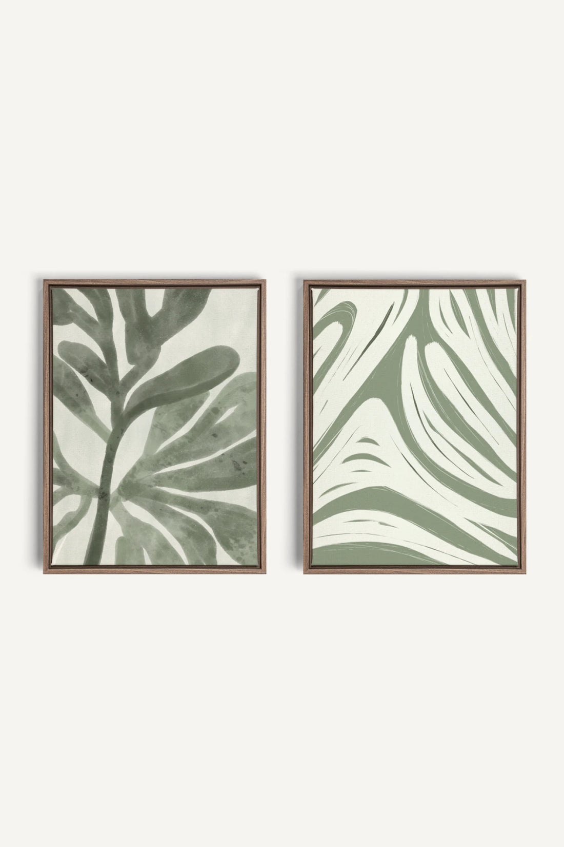 DUO SAUGE DOUCE, 2 Works on stretched canvas, framed Oak Brown