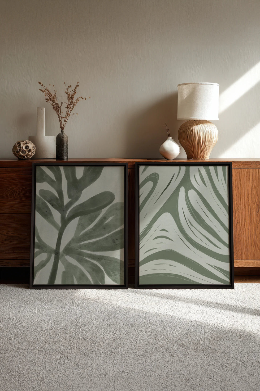 DUO SAUGE DOUCE, 2 Works on stretched canvas, framed Black