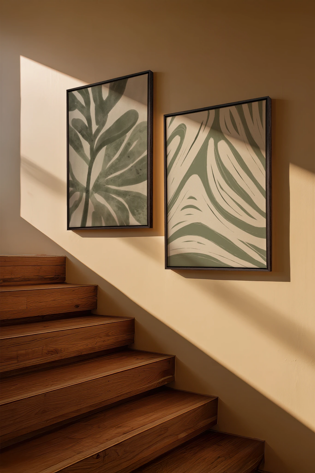 DUO SAUGE DOUCE, 2 Works on stretched canvas, framed Walnut Brown