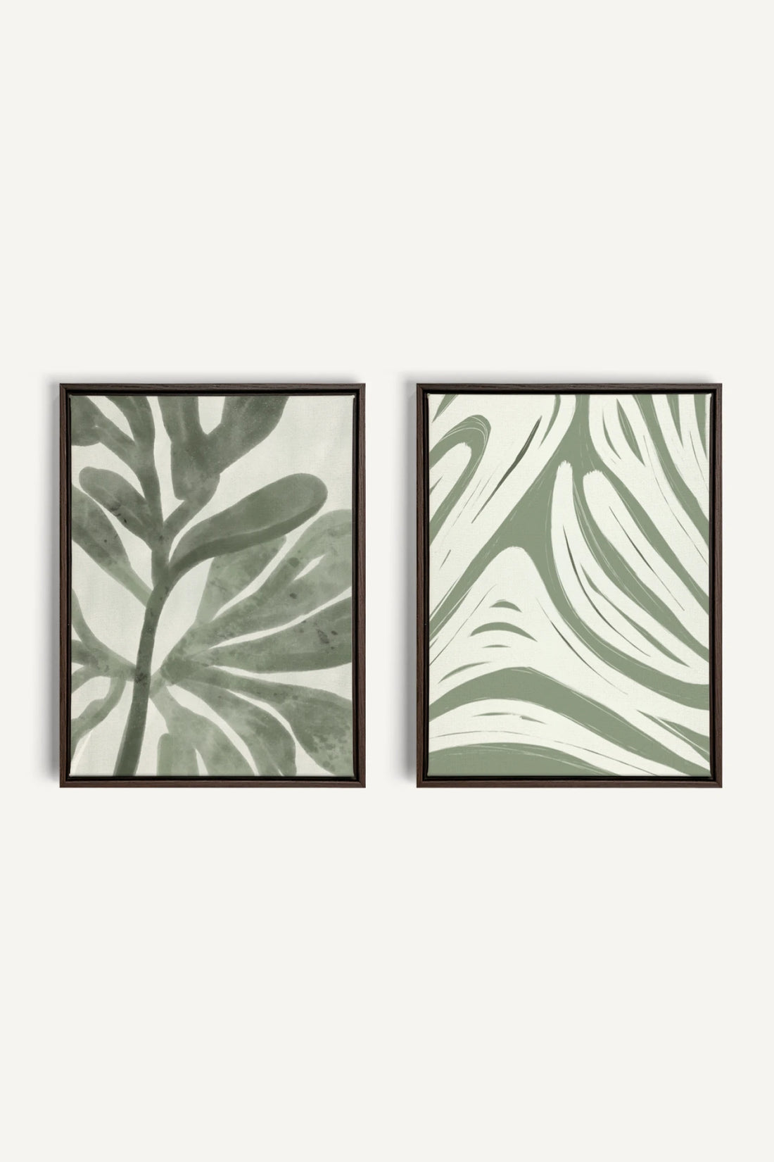 DUO SAUGE DOUCE, 2 Works on stretched canvas, framed Walnut Brown