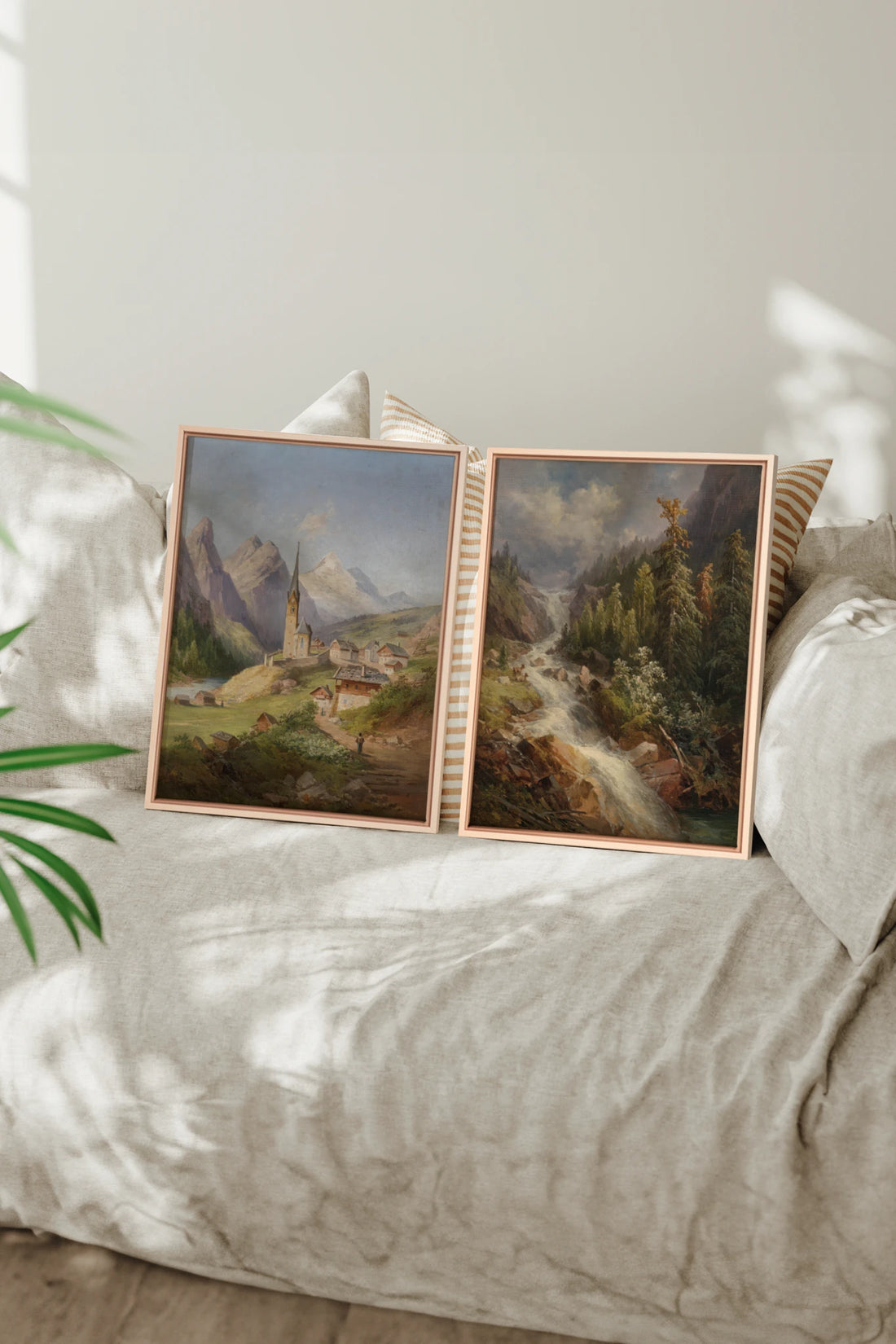 TIMELESS GARDEN DUO, 2 Works on stretched canvas, framed Naturel Clair