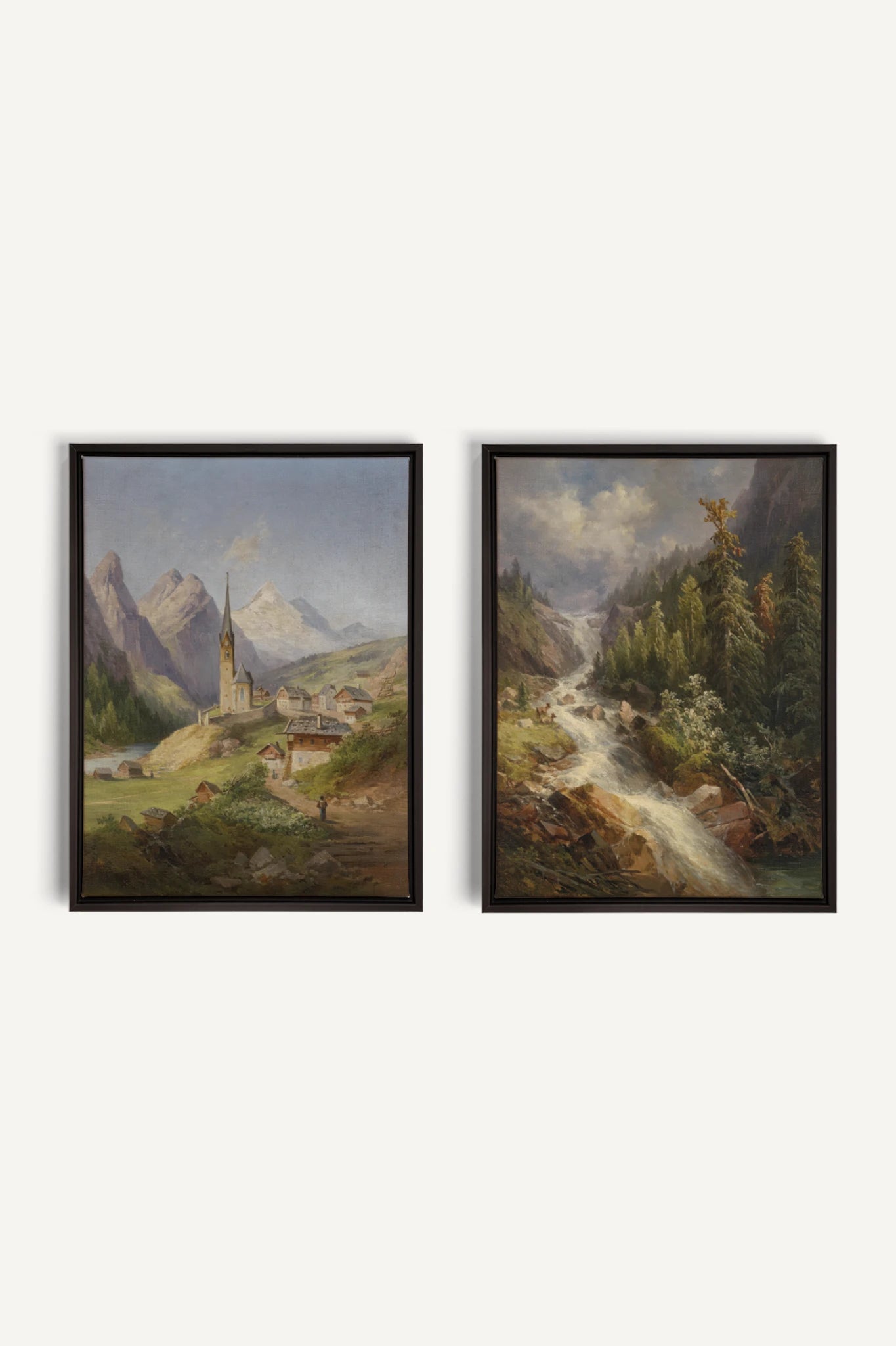 TIMELESS GARDEN DUO, 2 Works on stretched canvas, framed Black