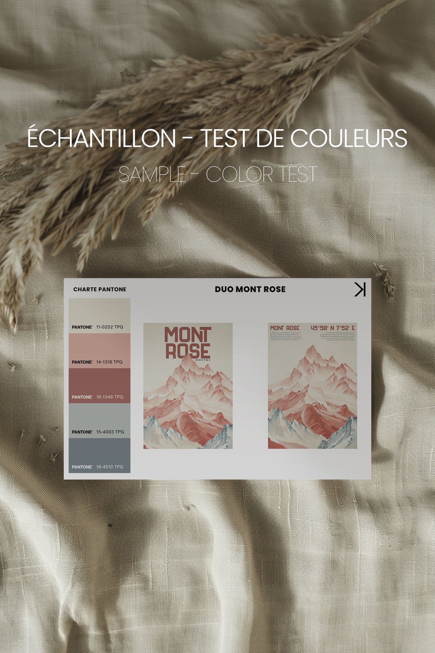 OLEKA CANVAS - DUO ROSE SUMMIT, 2 Oeuvres sur toile étirée, encadré Naturel Clair