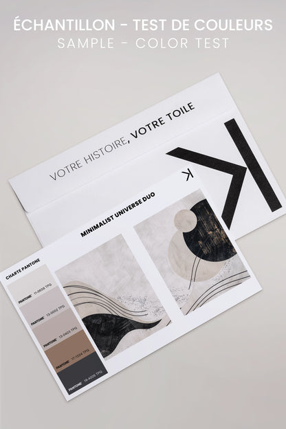 OLEKA CANVAS - MINIMALIST UNIVERSE DUO, 2 Oeuvres sur toile étirée, encadré Brun Noyer