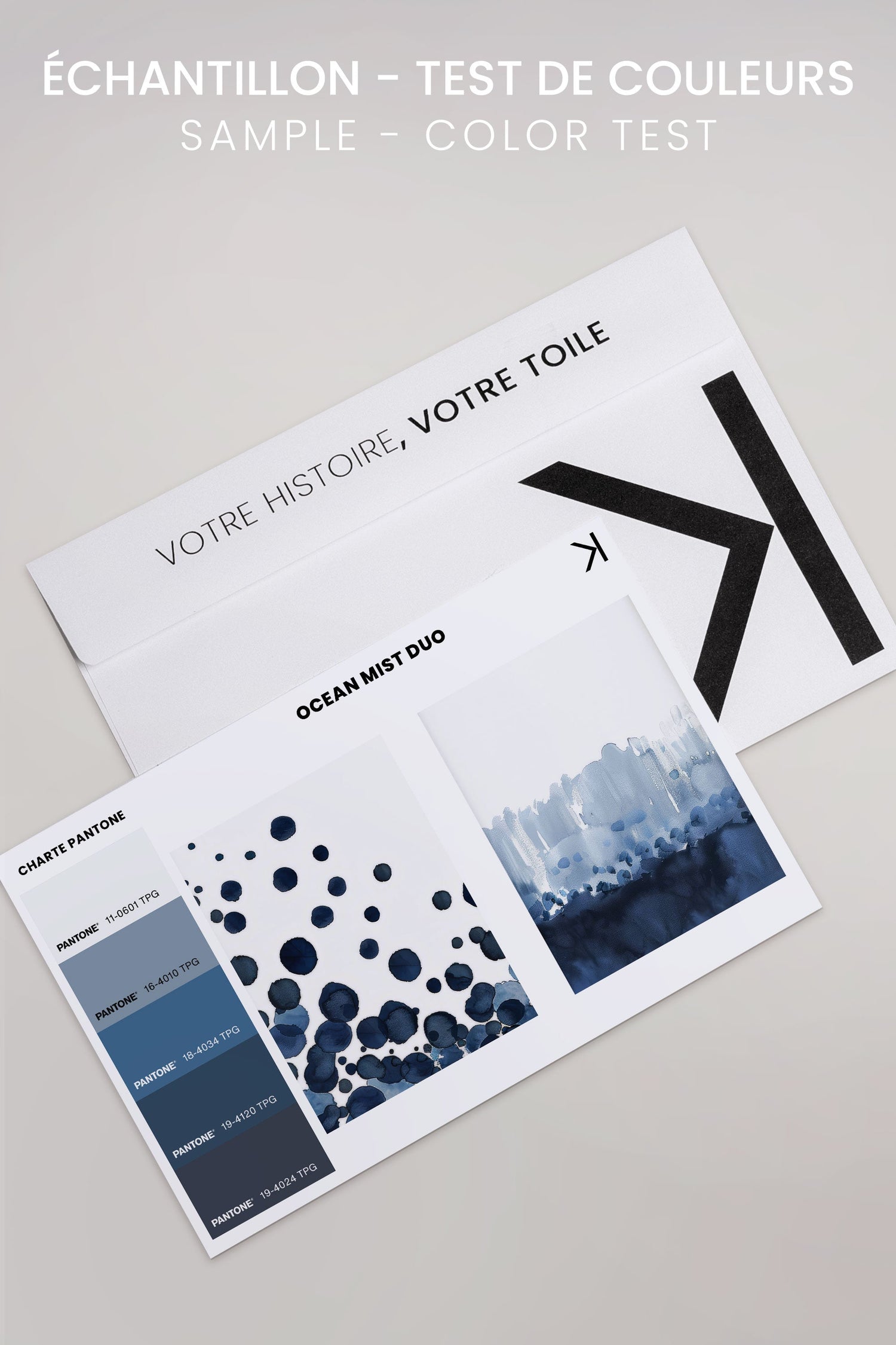 OLEKA CANVAS - OCEAN MIST DUO, 2 Oeuvres sur toile étirée, encadré Brun Chêne