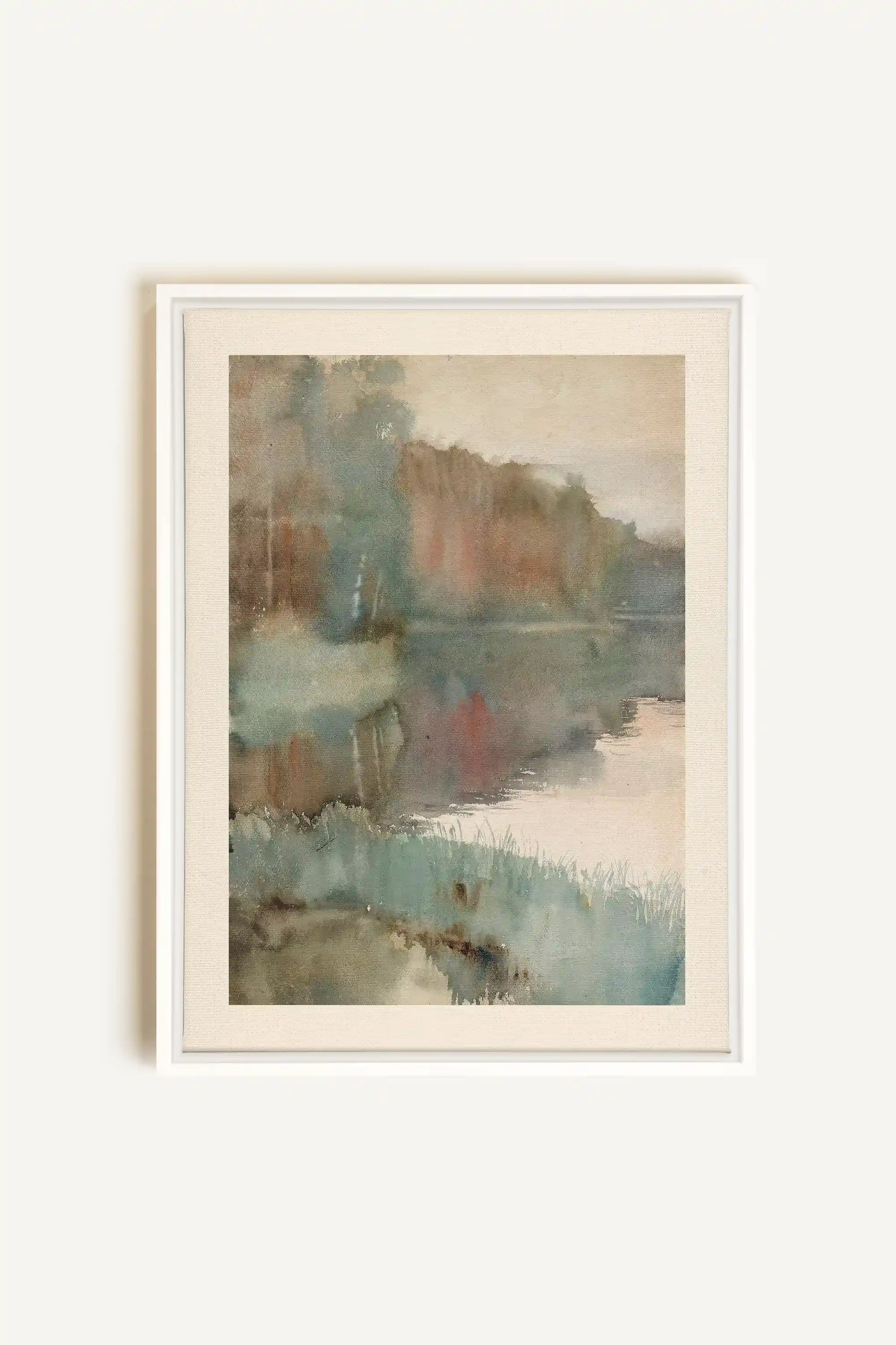 ÉCHO DU LAC, Artwork on stretched canvas, framed in white