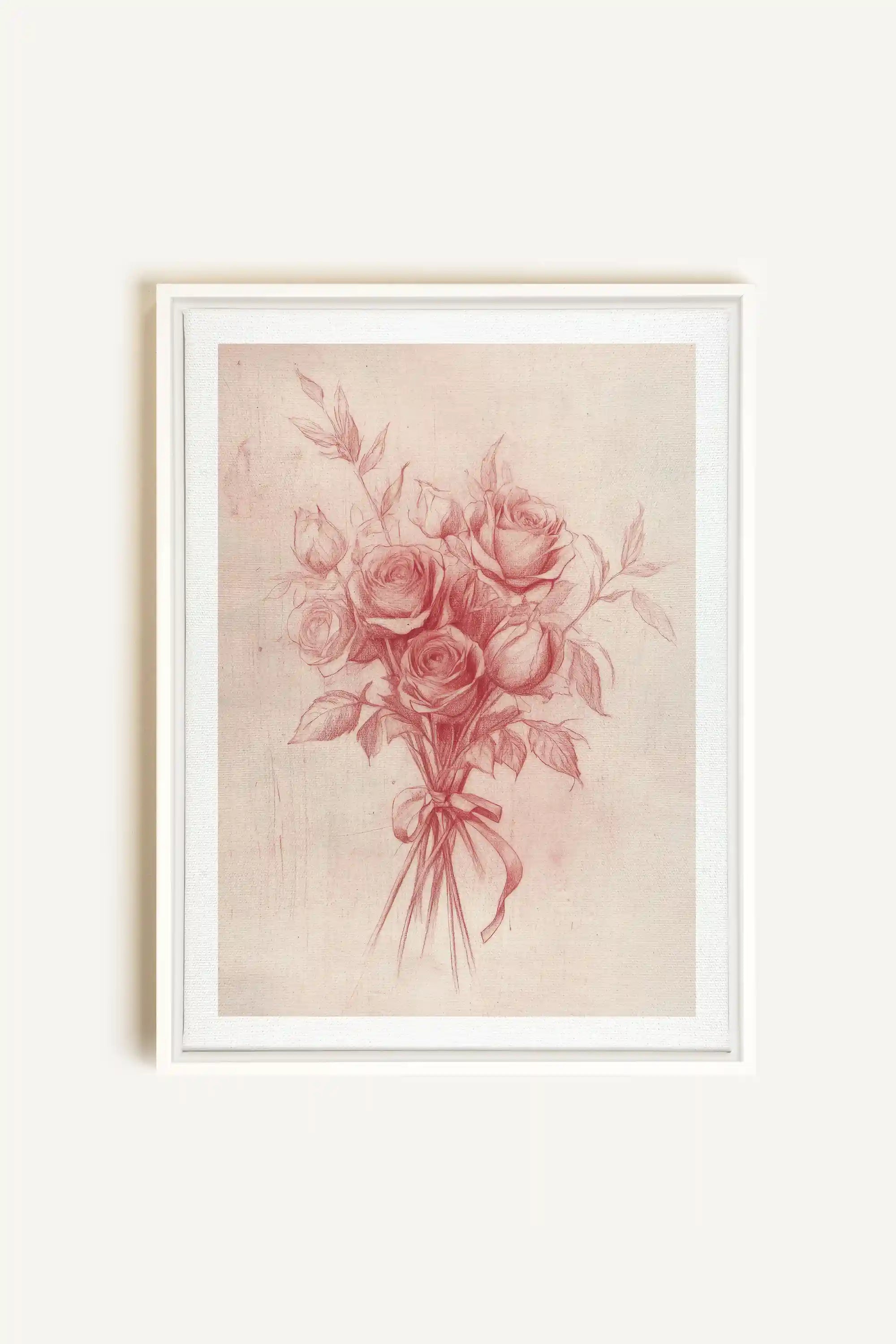 ÉCLATS DE ROSES, Artwork on stretched canvas, framed in white