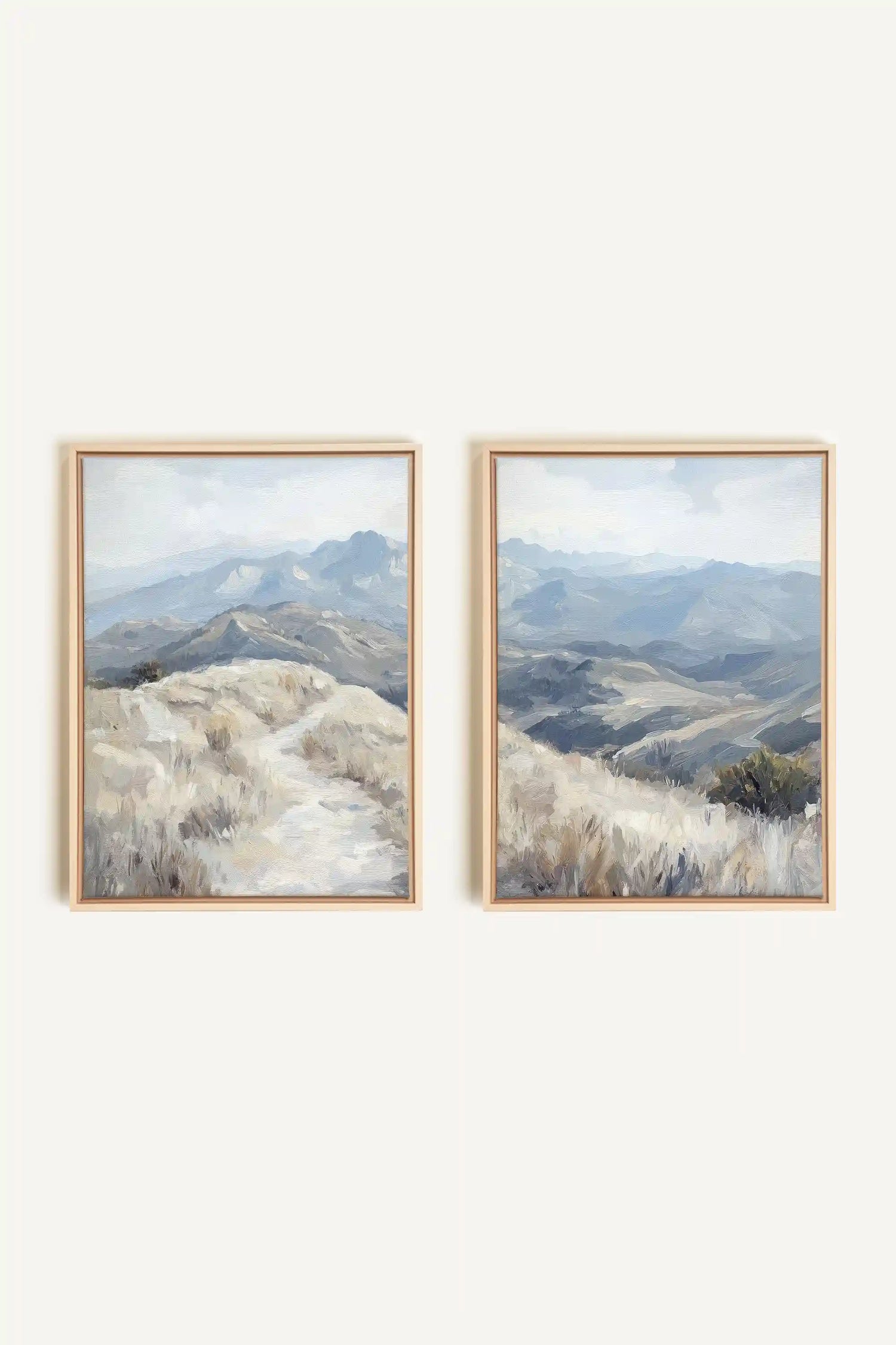 ECLIPSED VALLEYS DUO, 2 Artworks on stretched canvas, framed Natural Light