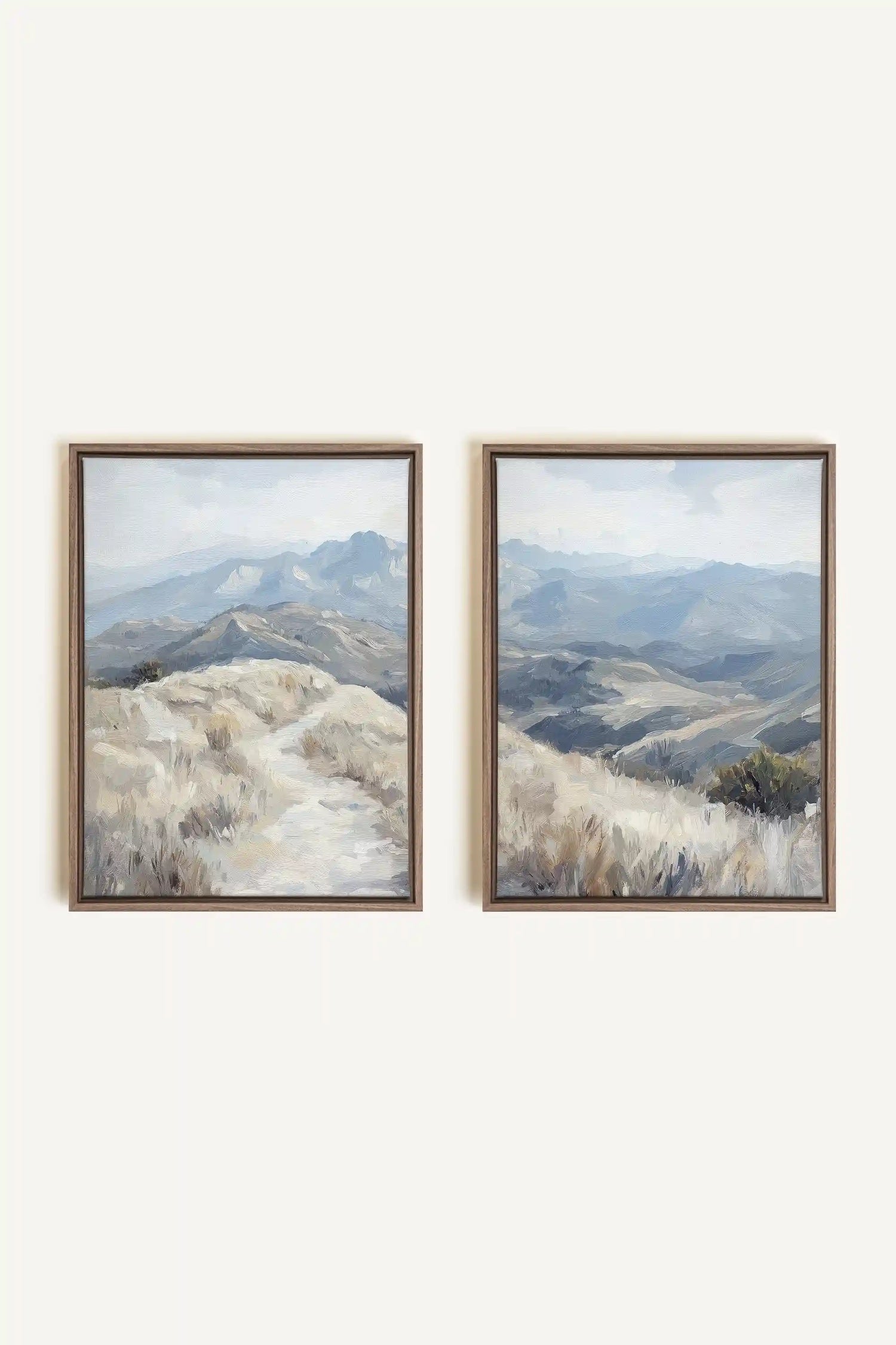 ECLIPSED VALLEYS DUO, 2 Works on stretched canvas, framed Oak Brown