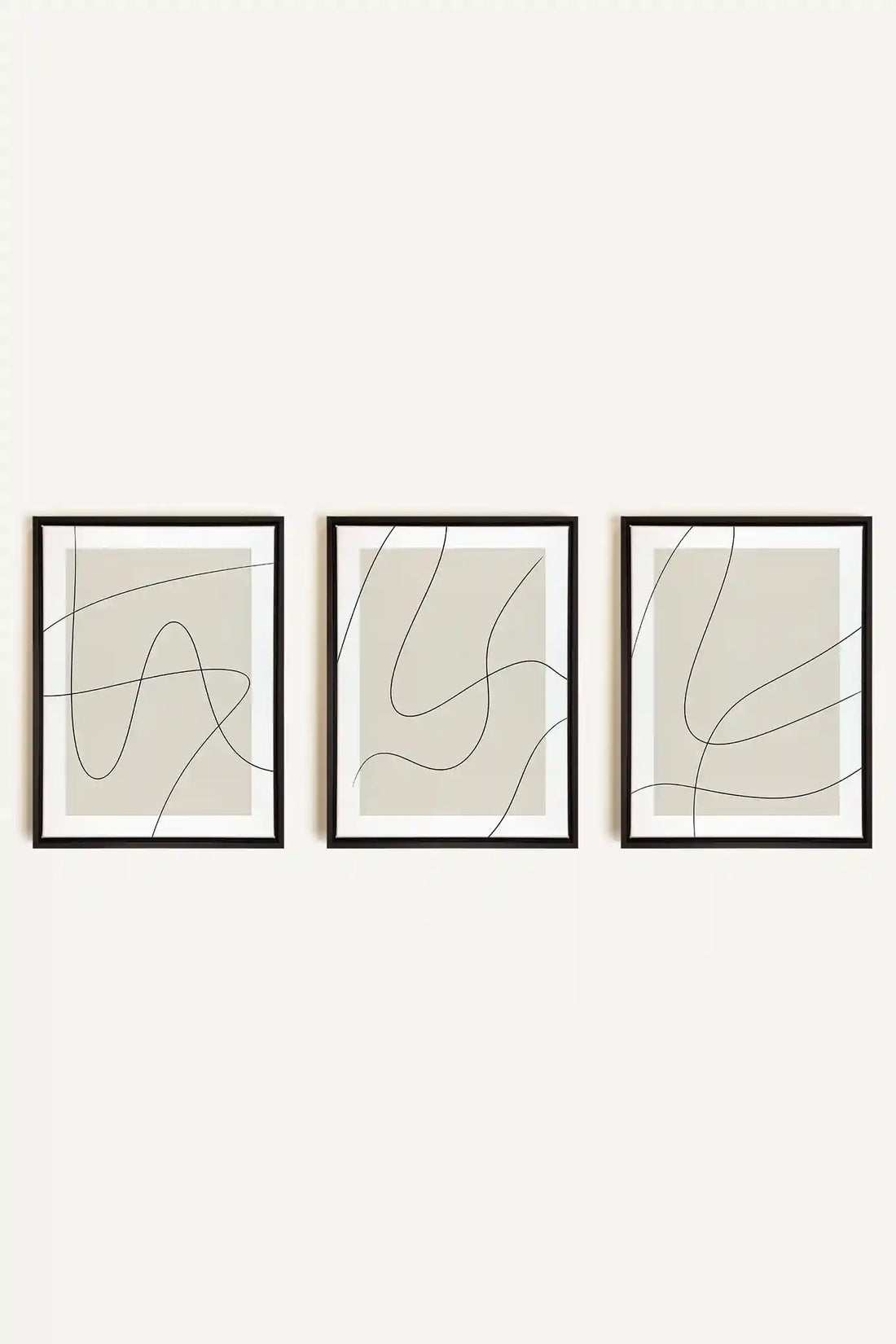 ELEGANT CURVES TRIO, 3 Works on stretched canvas, black framed