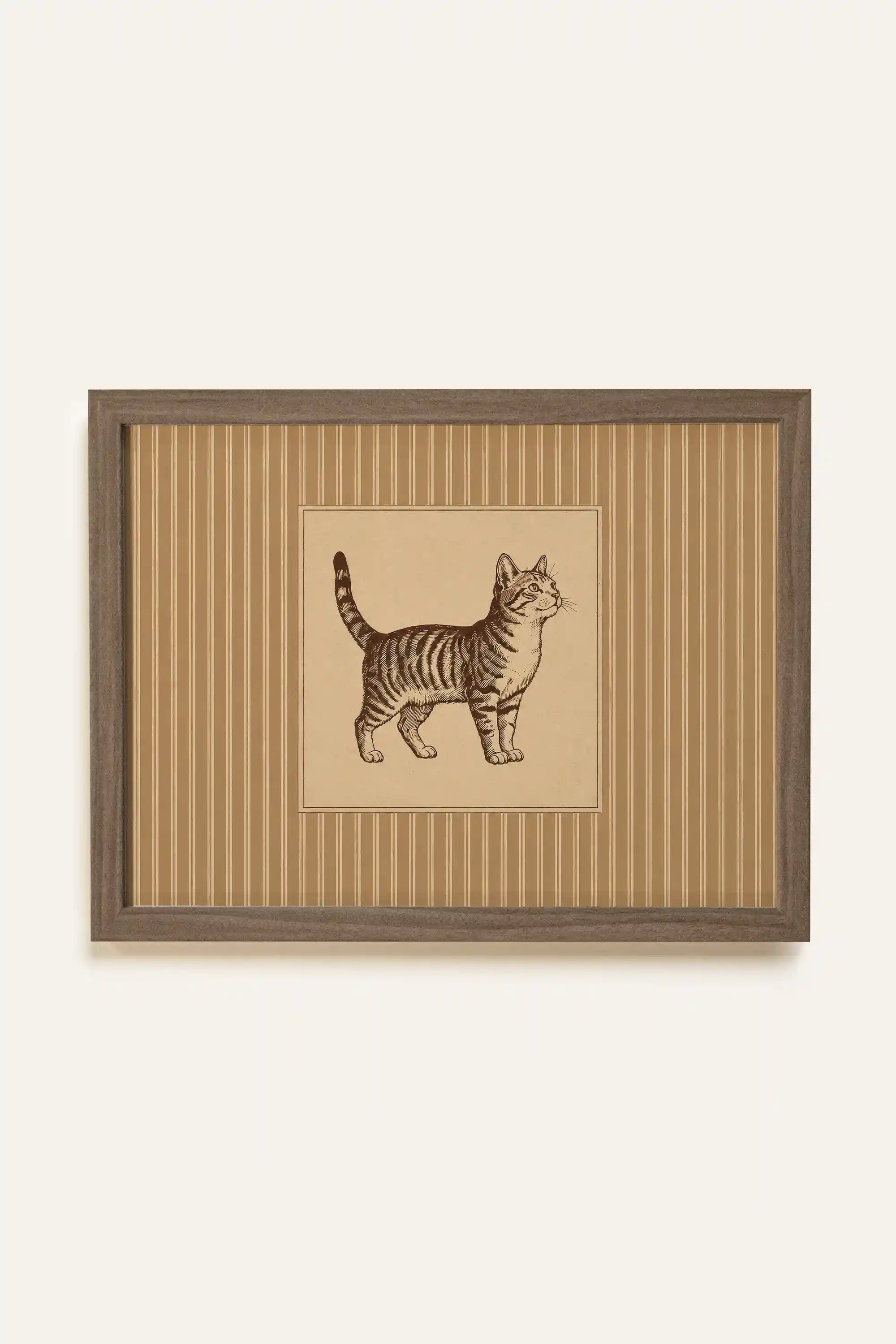 OLD SOUL CAT, Painting on canvas board, framed in brown oak