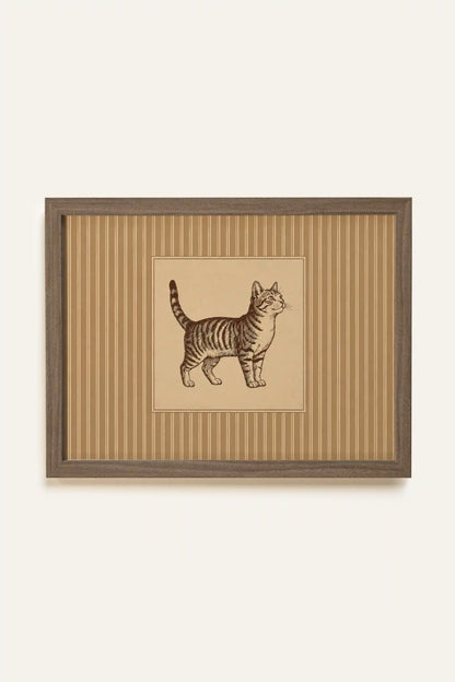 OLD SOUL CAT, Painting on canvas board, framed in brown oak