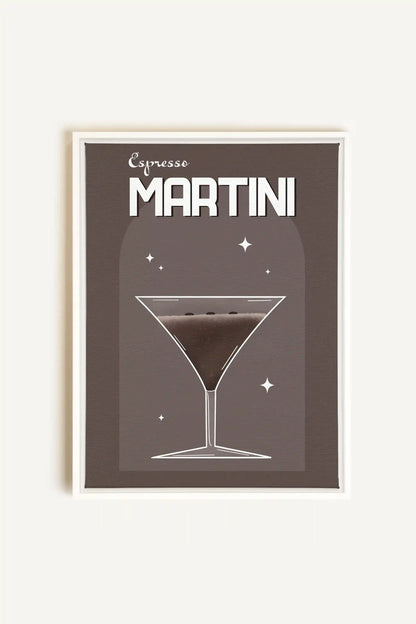 ESPRESSO MARTINI, Oeuvre sur toile étirée, encadré Blanc