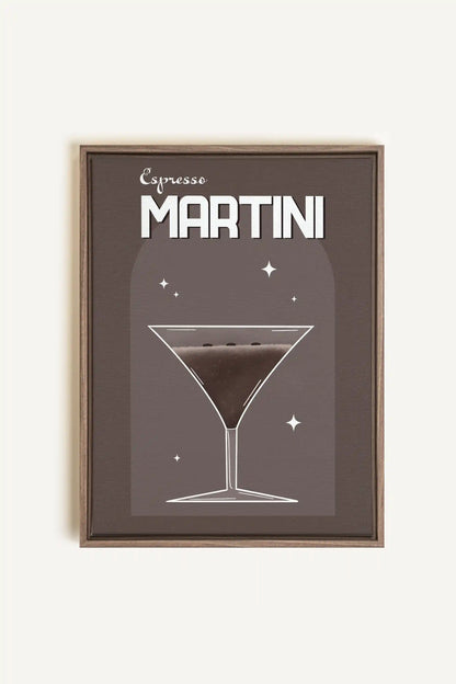 ESPRESSO MARTINI, Artwork on stretched canvas, framed in Brown Oak