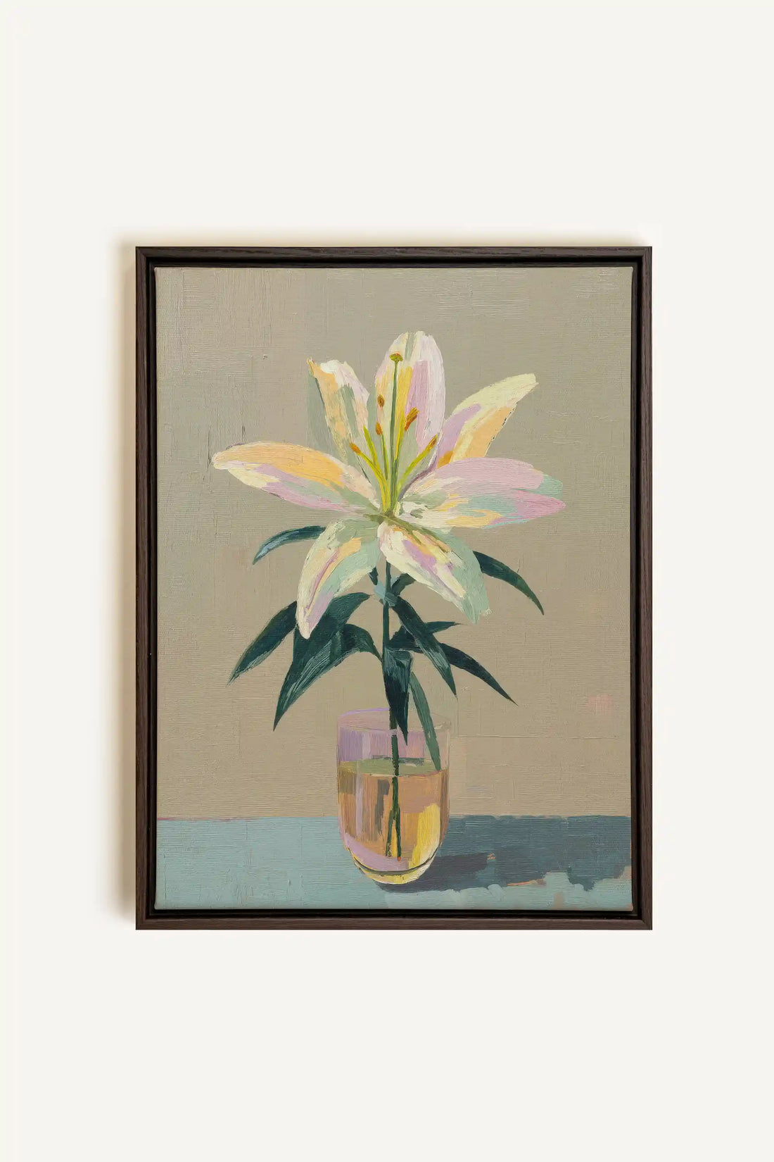 ETERNAL LILY, Artwork on stretched canvas, framed in Walnut Brown