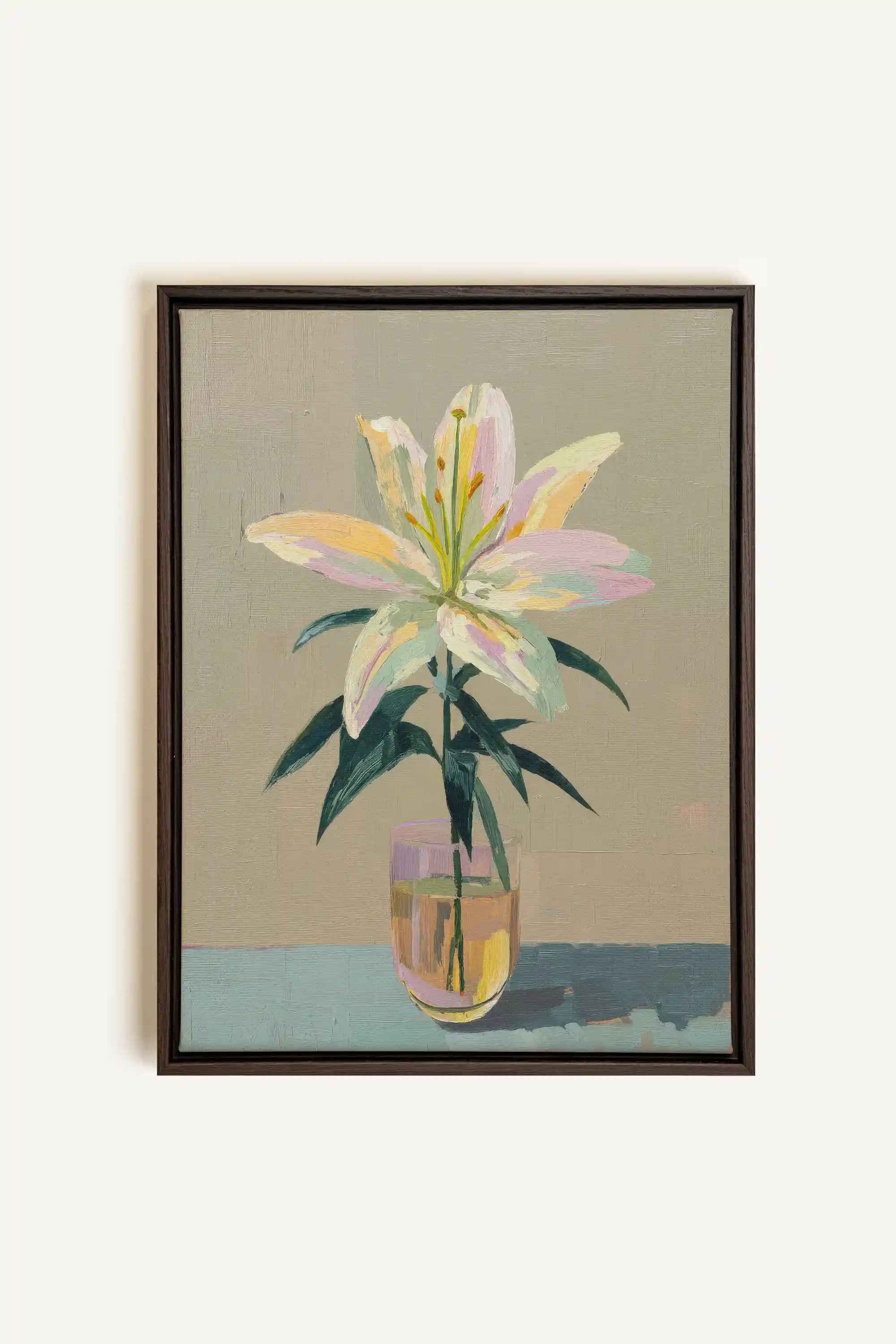 ETERNAL LILY, Artwork on stretched canvas, framed in Walnut Brown